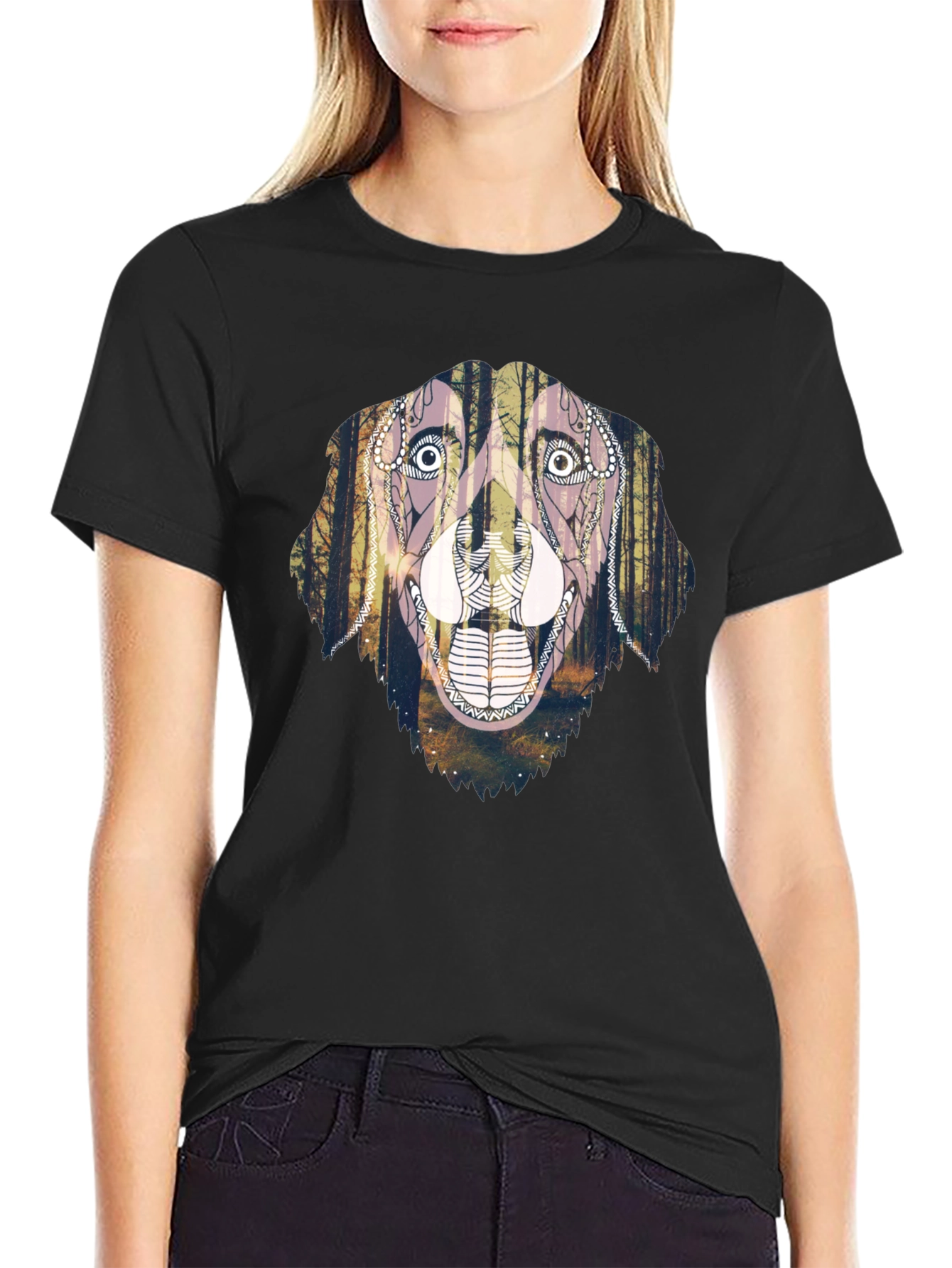 Dog Forest Art Graphic Tee - Unique Print