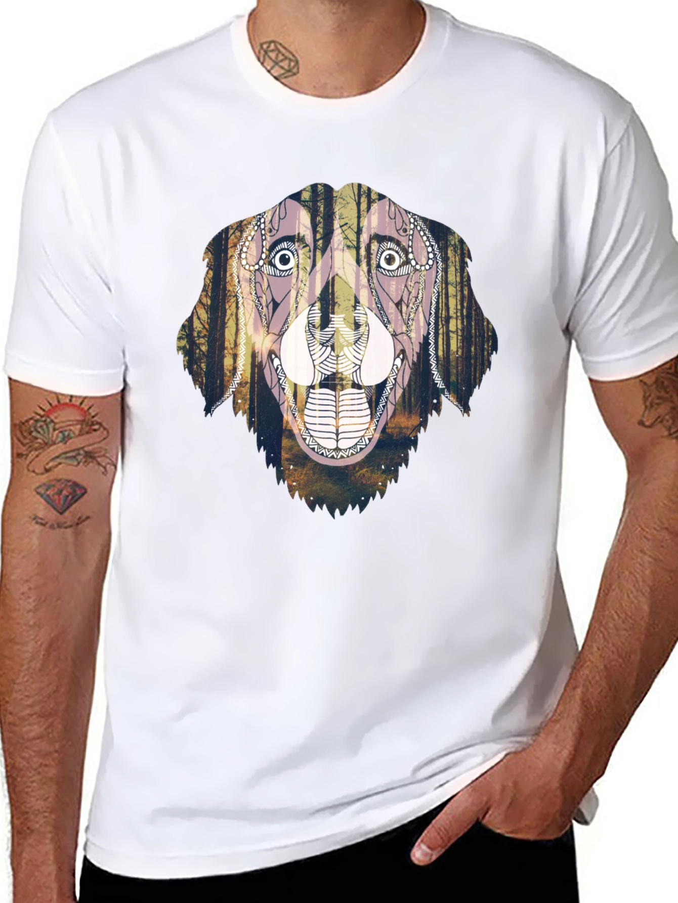 Dog Forest Art Graphic Tee - Unique Print