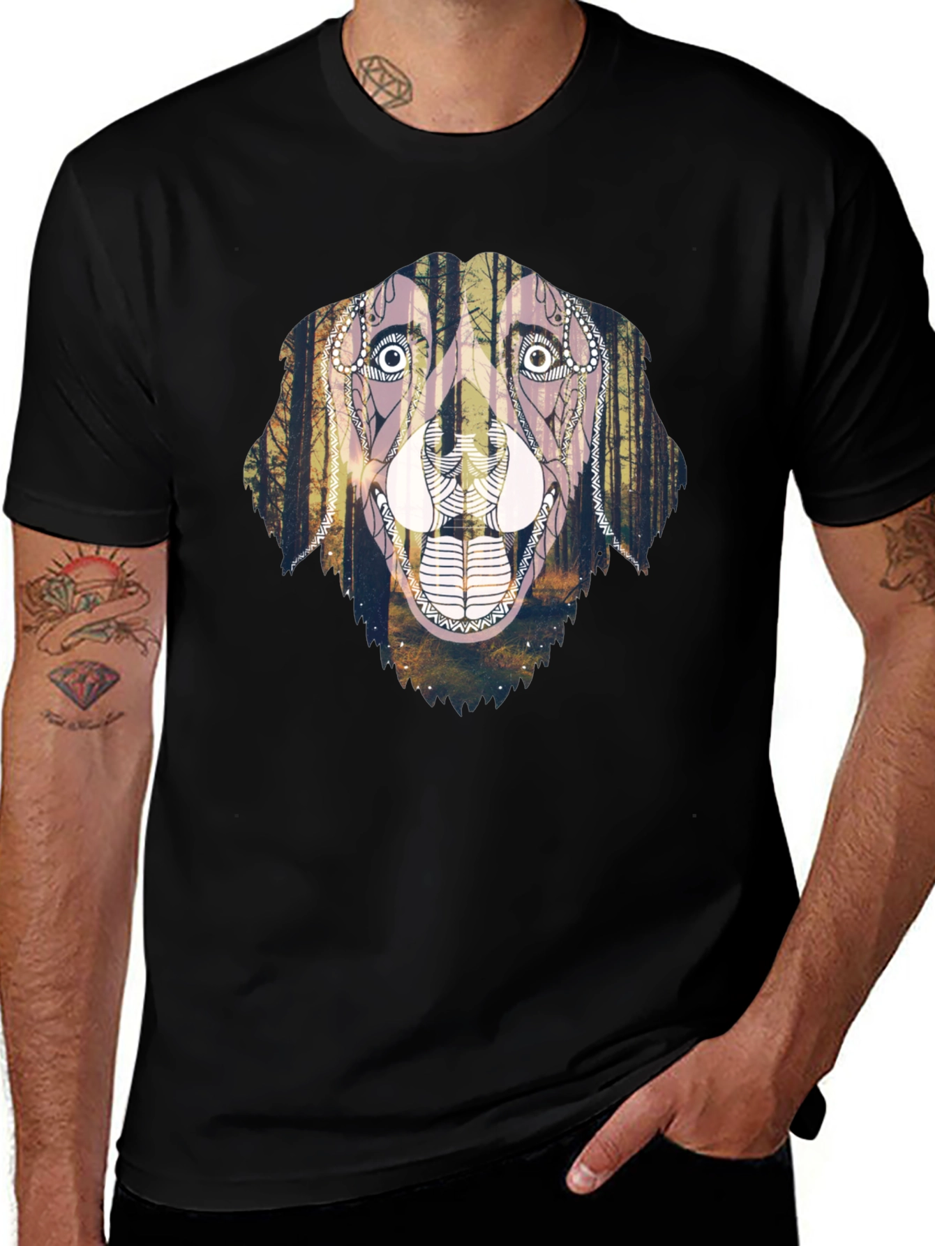 Dog Forest Art Graphic Tee - Unique Print