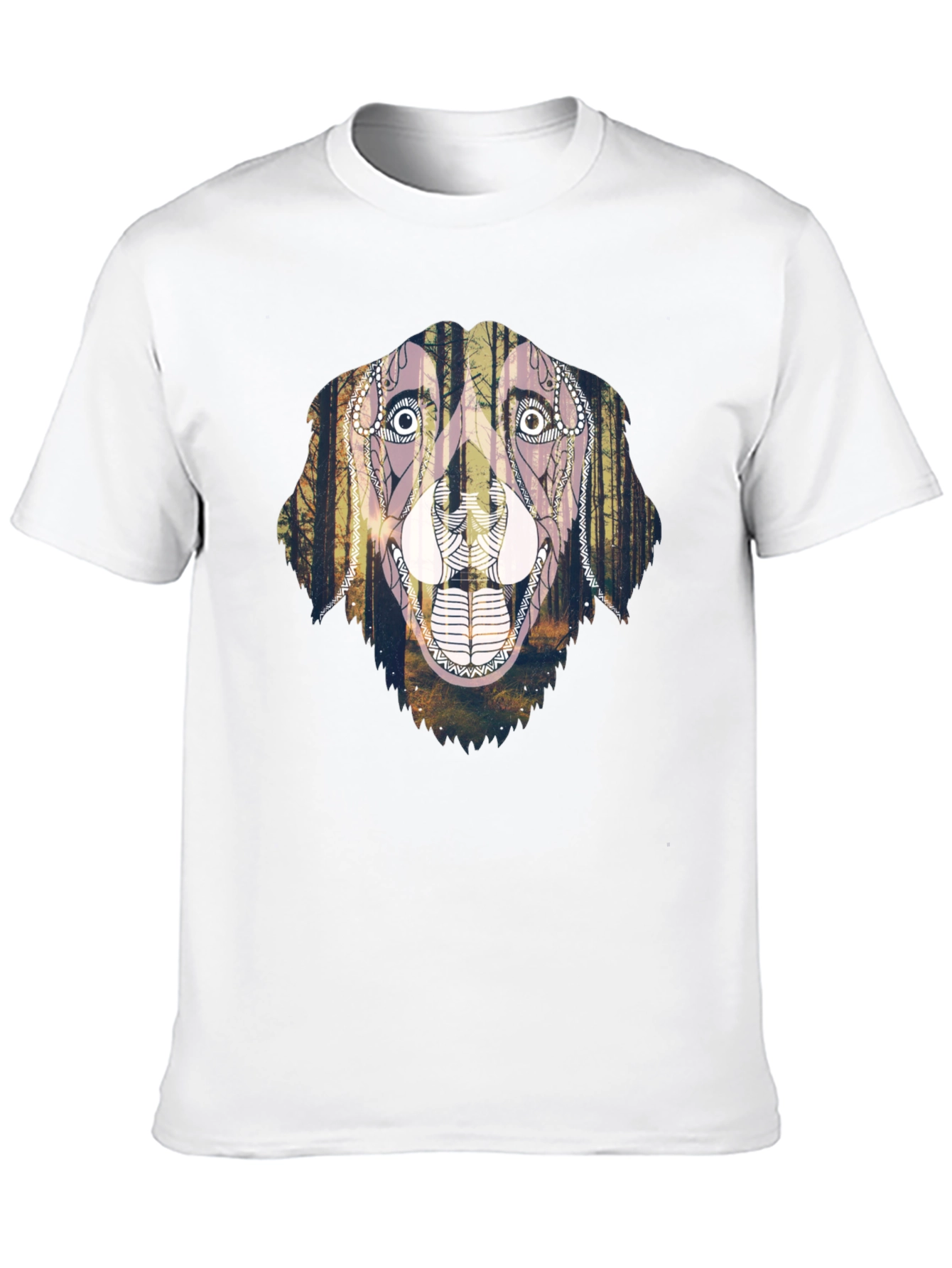 Dog Forest Art Graphic Tee - Unique Print