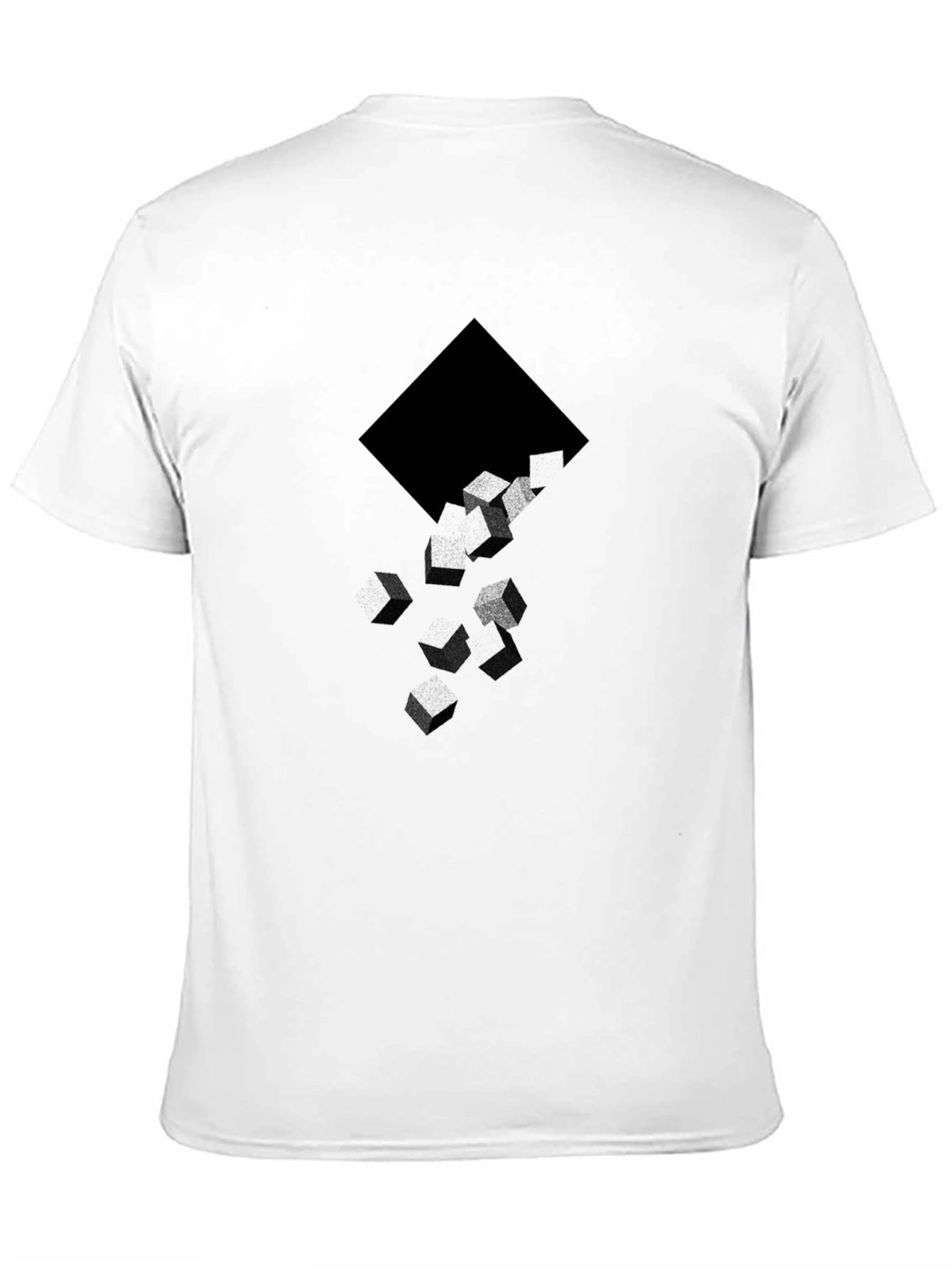 Abstract Cube Drop Black Graphic T-Shirt