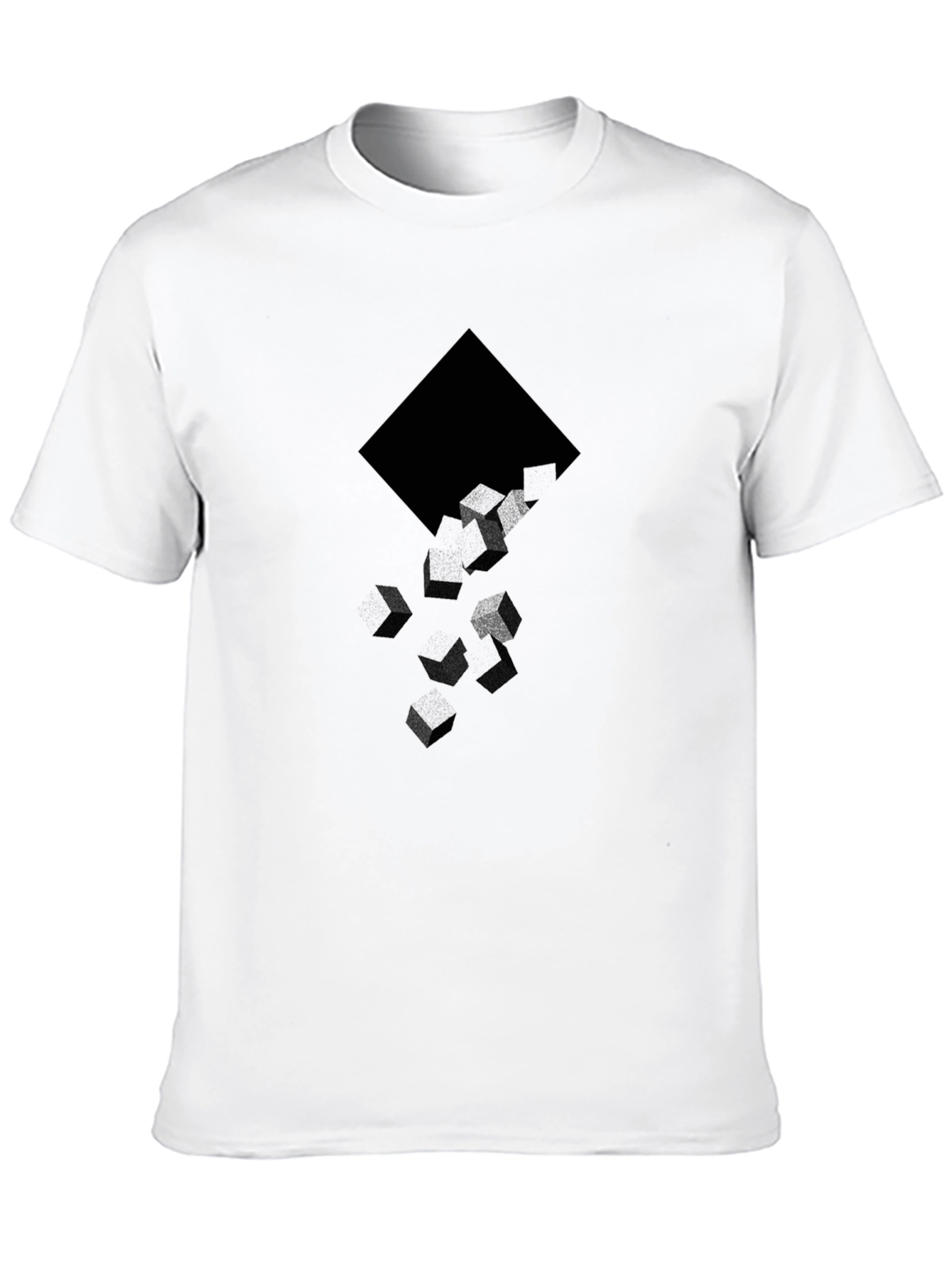Abstract Cube Drop Black Graphic T-Shirt