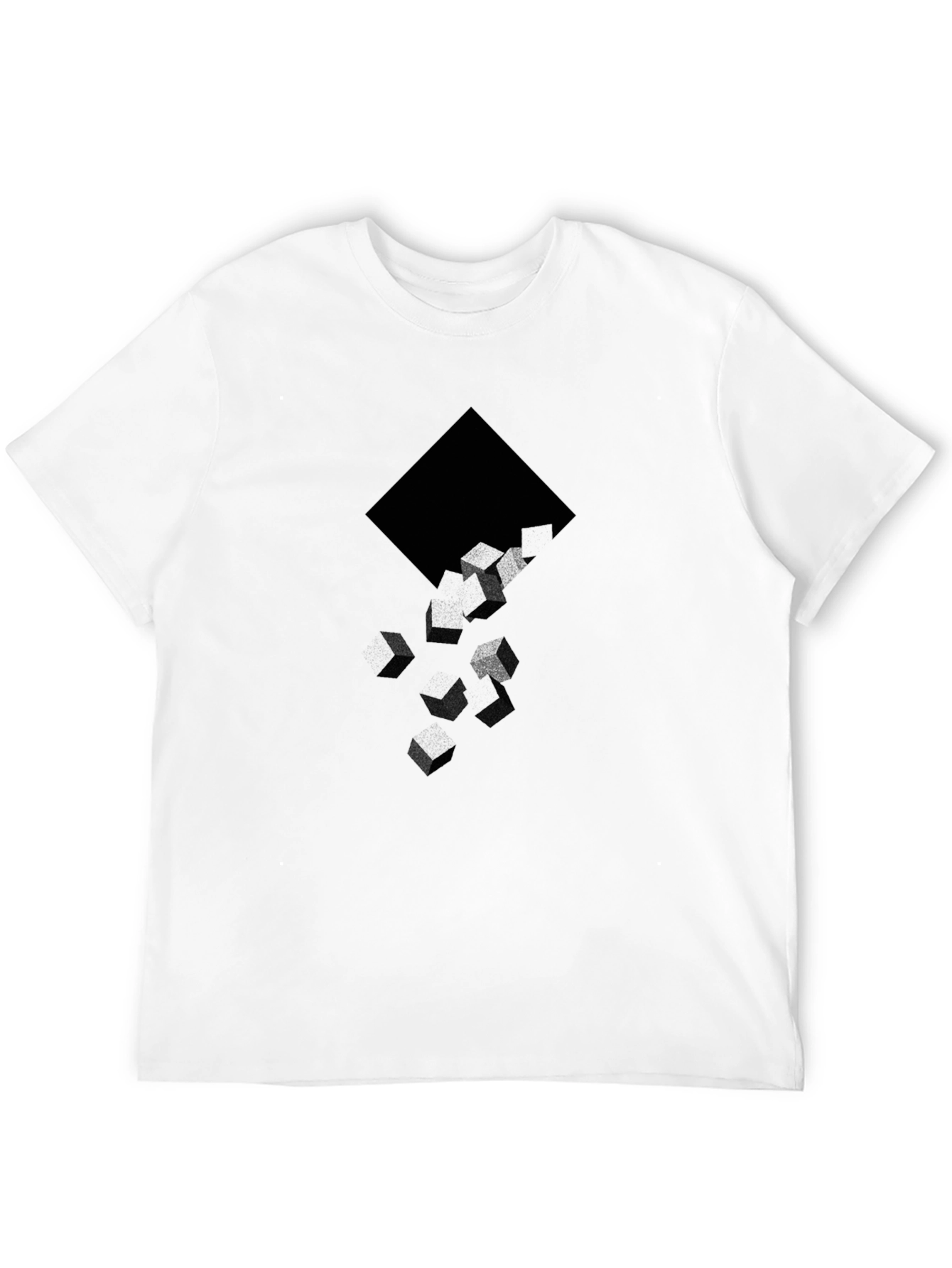Abstract Cube Drop Black Graphic T-Shirt