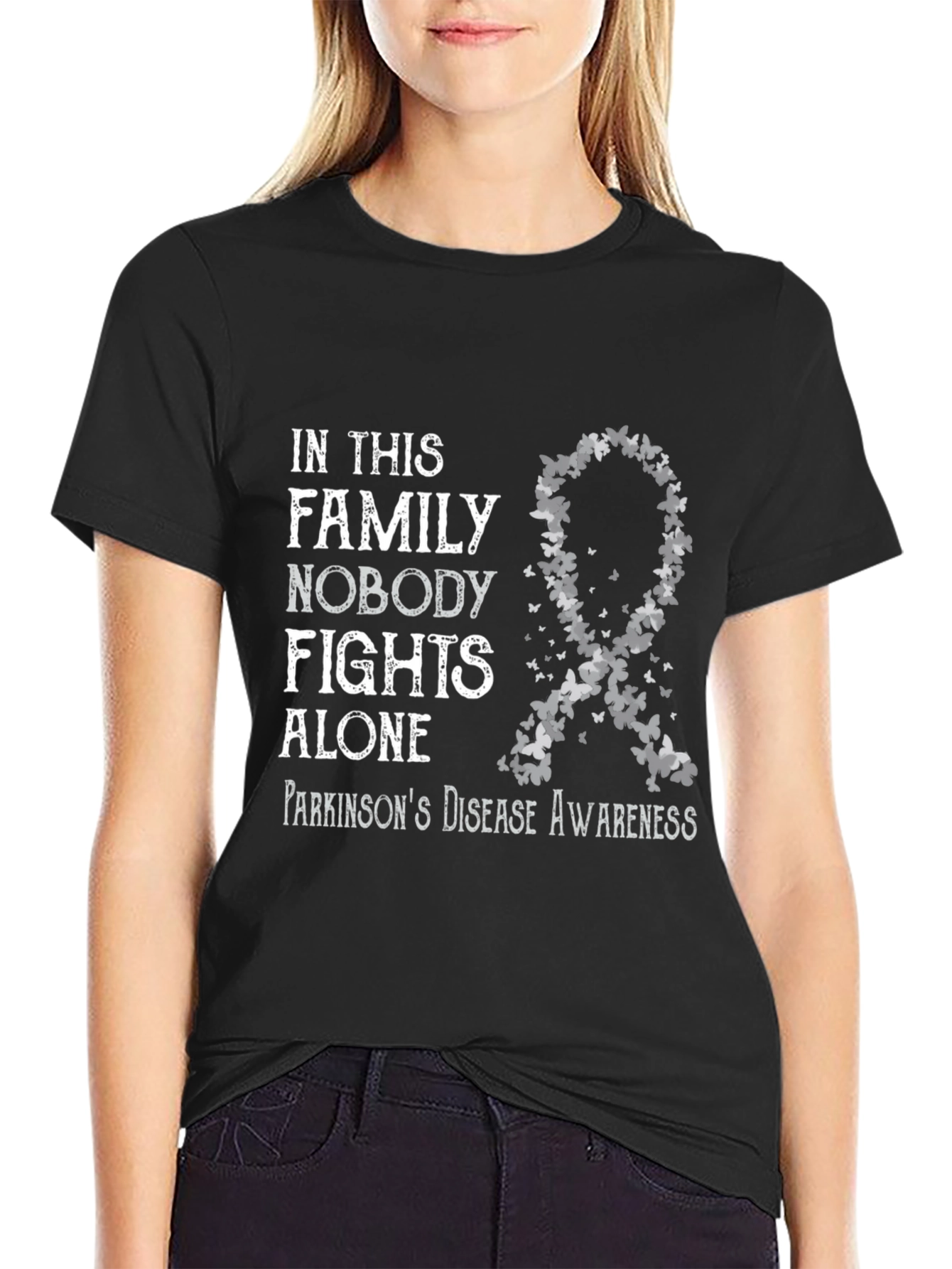 Parkinsons Awareness T-Shirt: Nobody Fights Alone