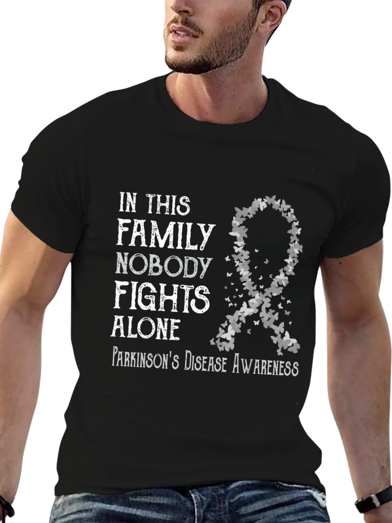 Parkinsons Awareness T-Shirt: Nobody Fights Alone