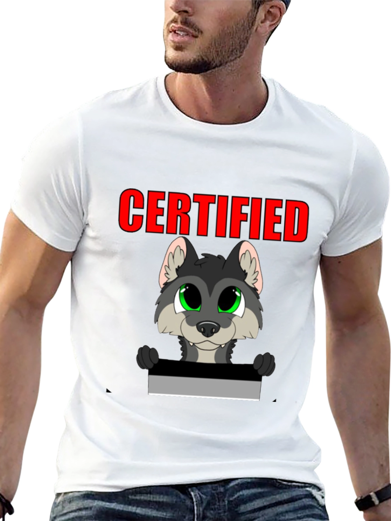 Certified Wolf Cartoon T-Shirt - Black