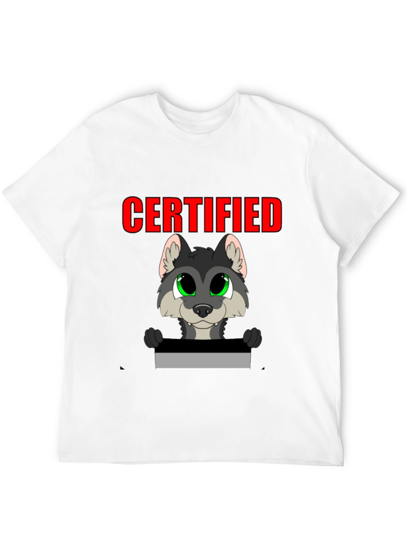 Certified Wolf Cartoon T-Shirt - Black
