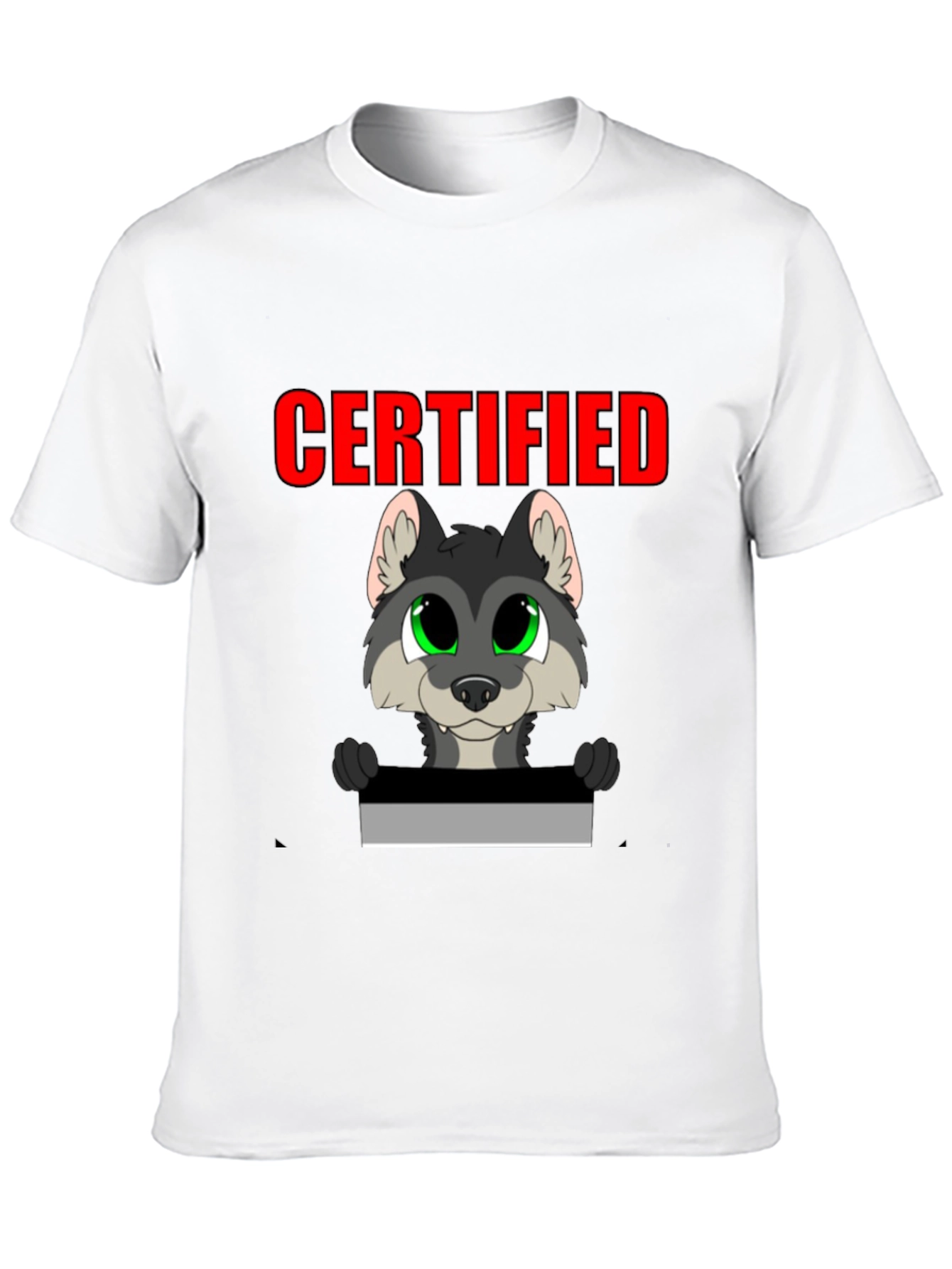 Certified Wolf Cartoon T-Shirt - Black