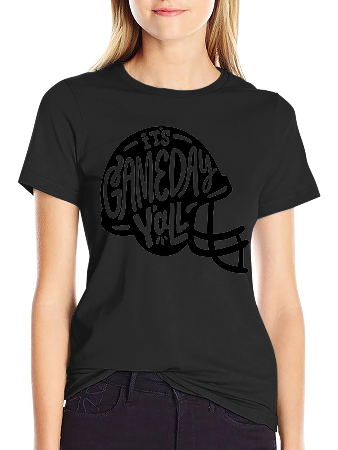Gameday Yall Black Football Helmet T-Shirt
