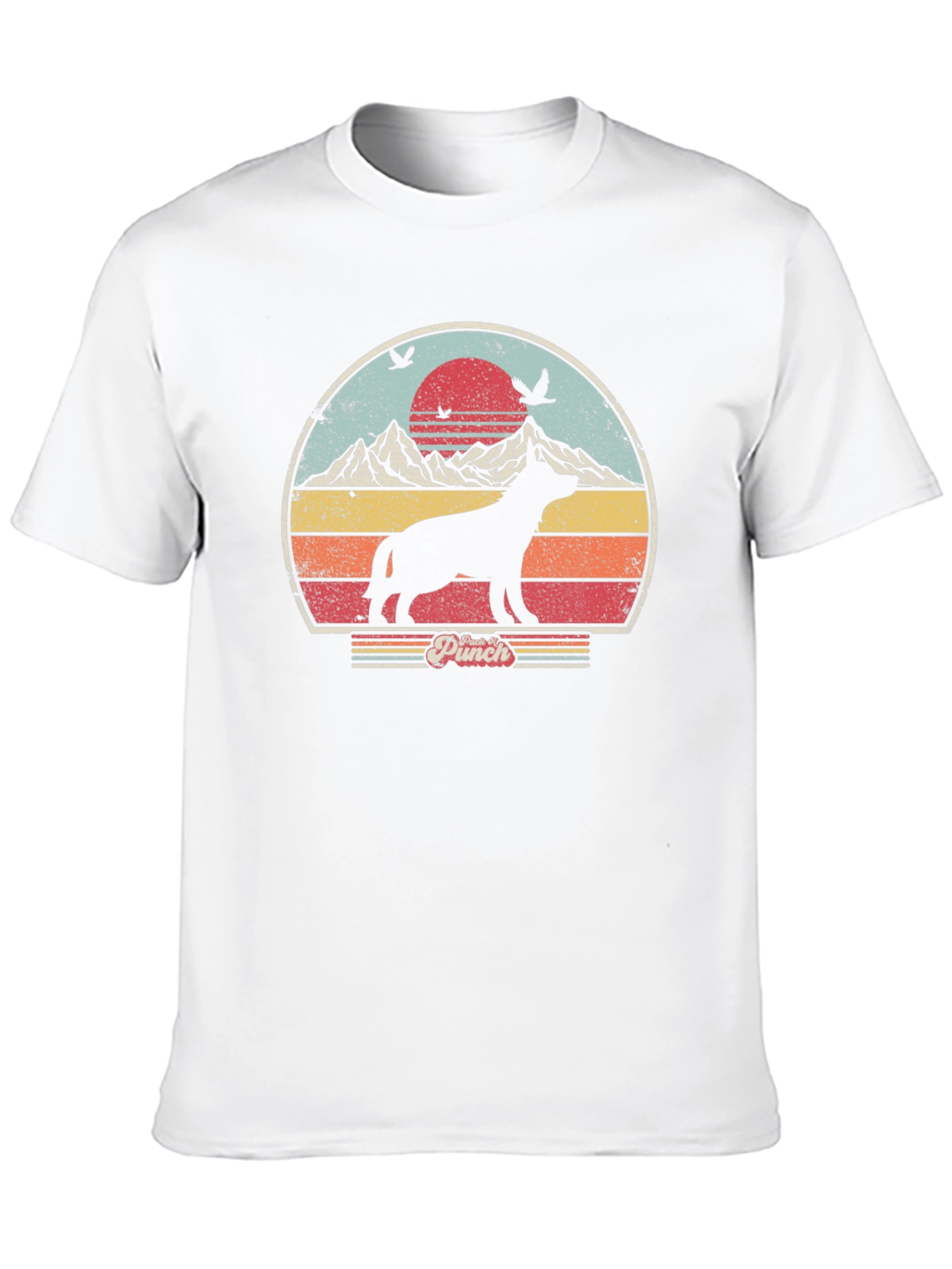 Retro Dog Silhouette Sunset Graphic Tee