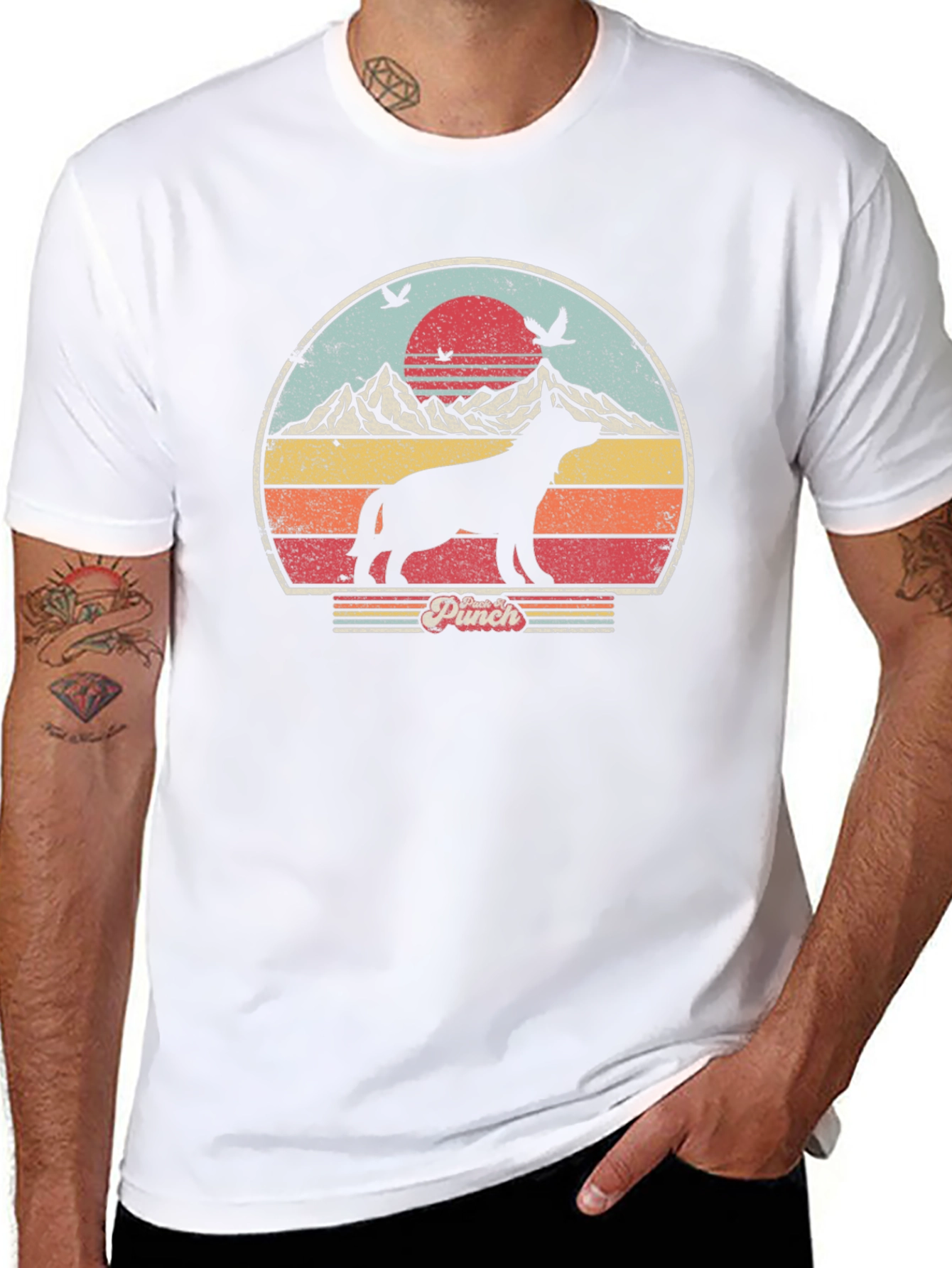Retro Dog Silhouette Sunset Graphic Tee