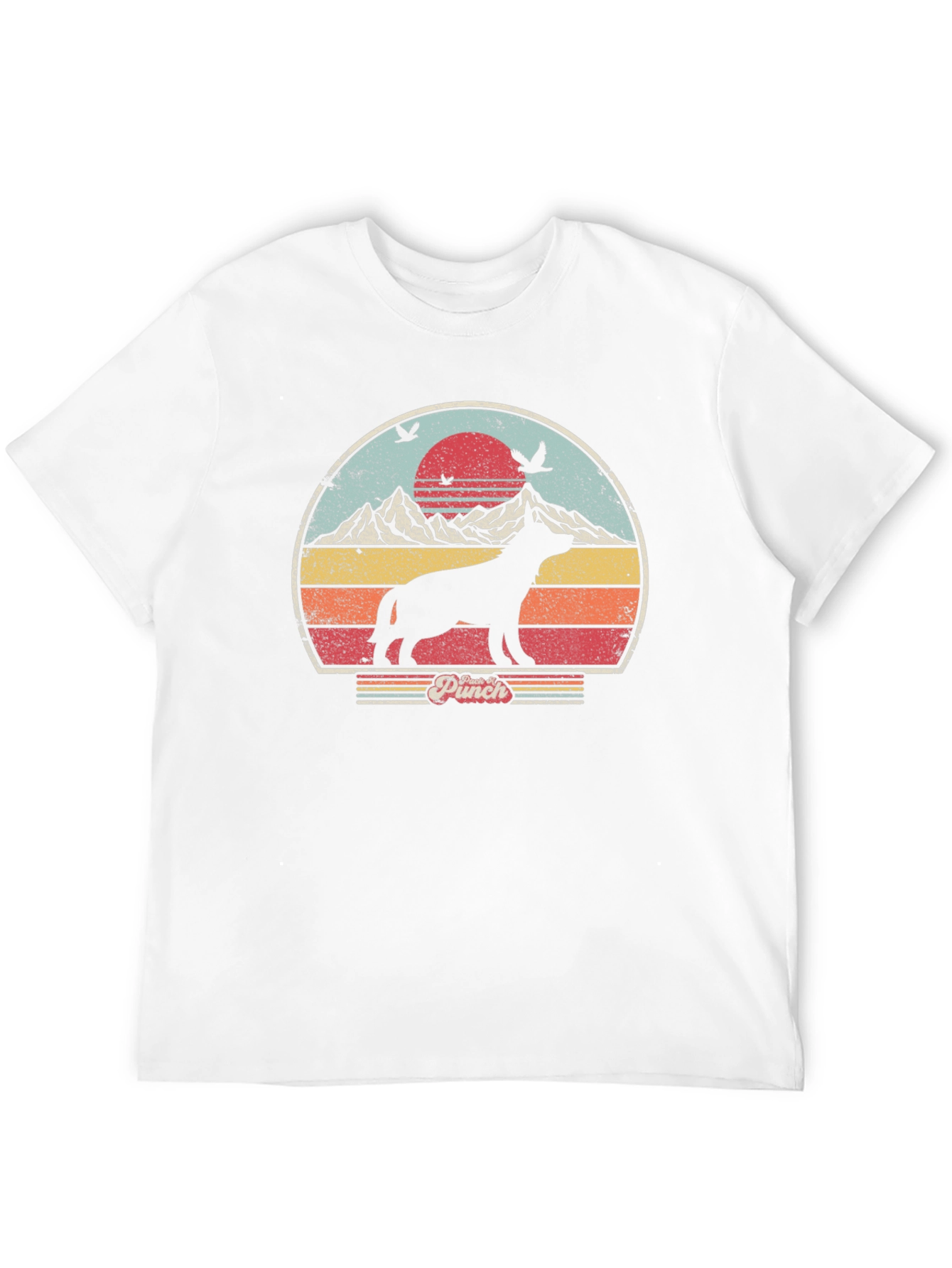 Retro Dog Silhouette Sunset Graphic Tee