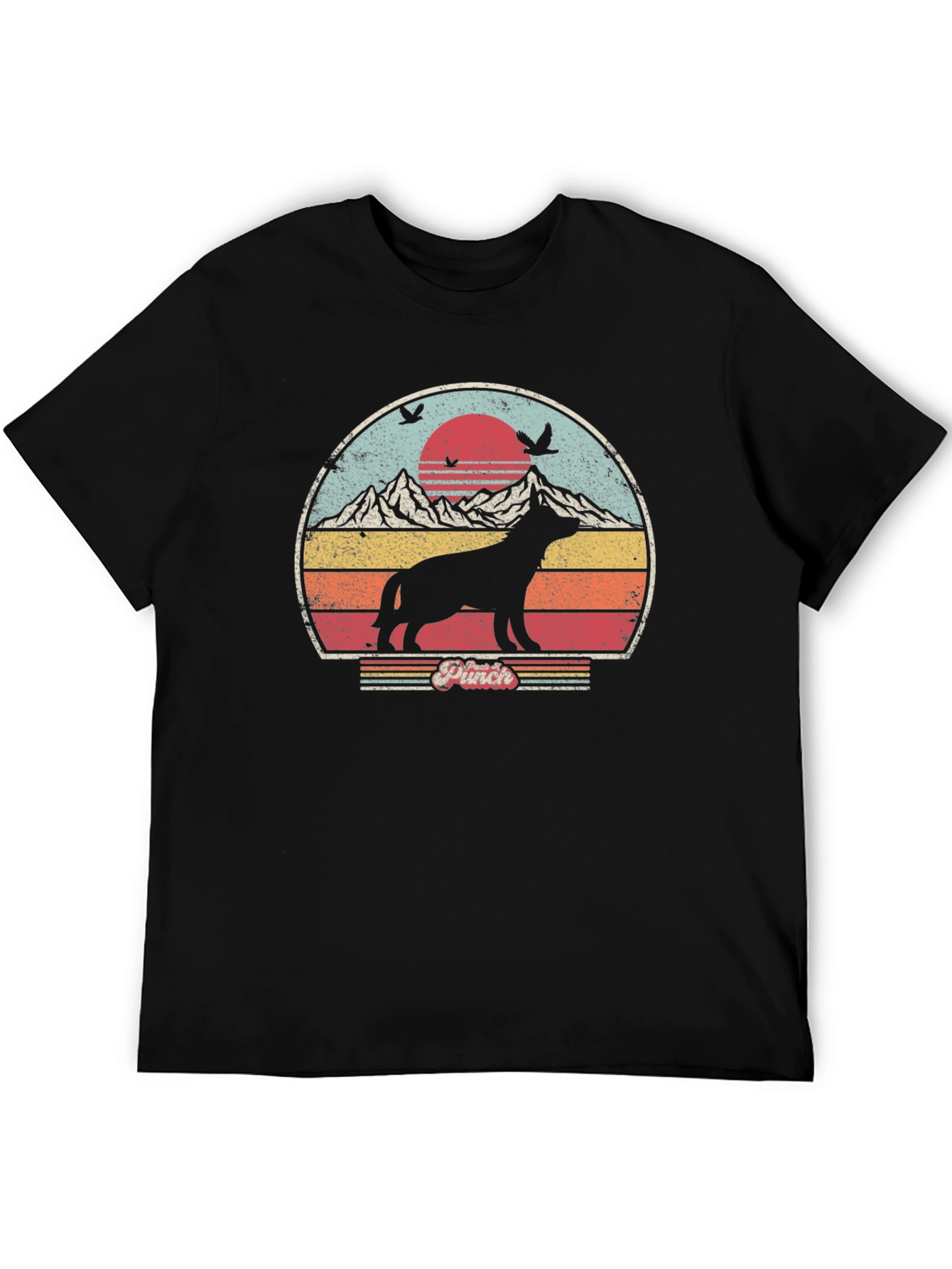 Retro Dog Silhouette Sunset Graphic Tee