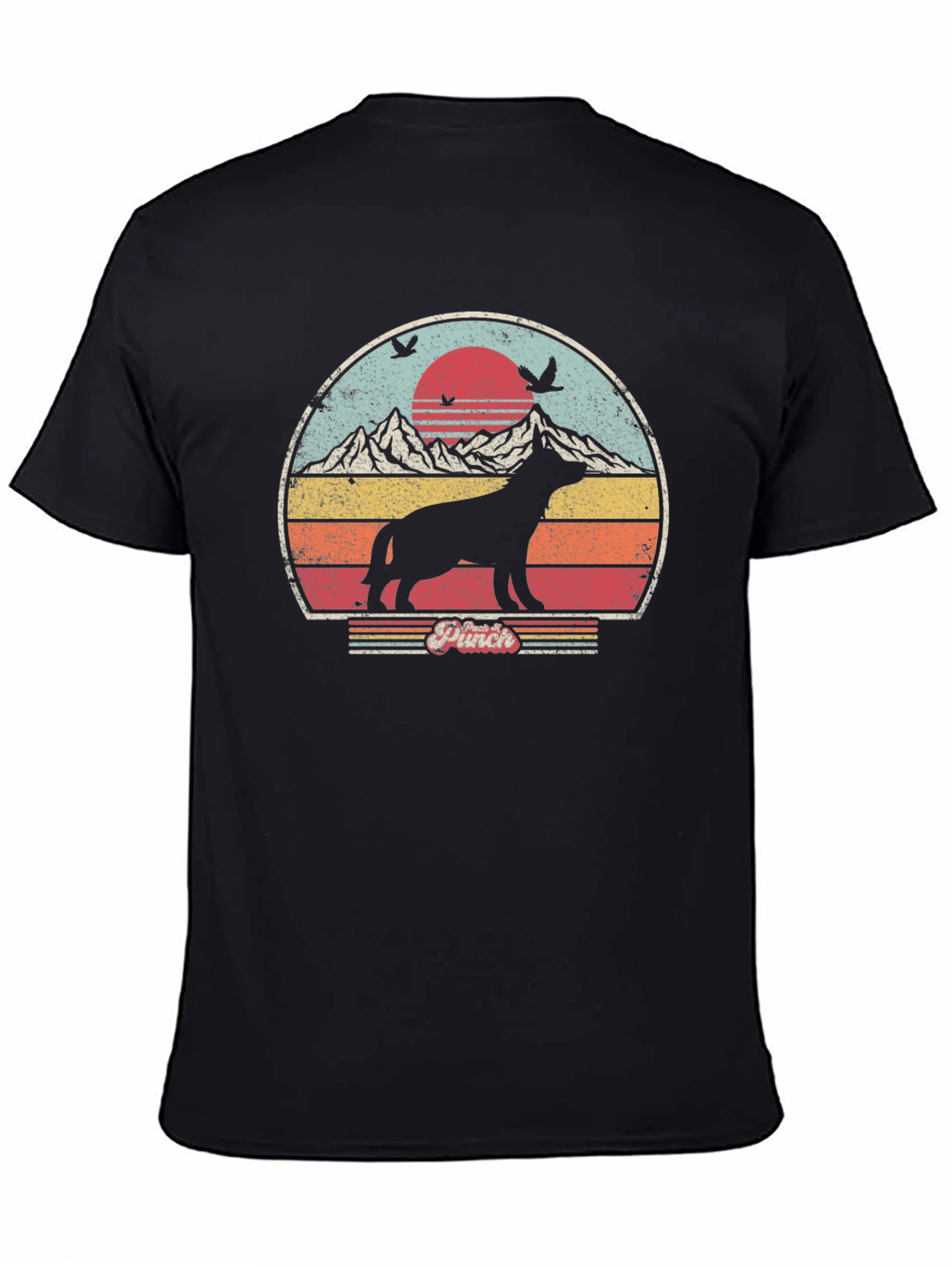 Retro Dog Silhouette Sunset Graphic Tee