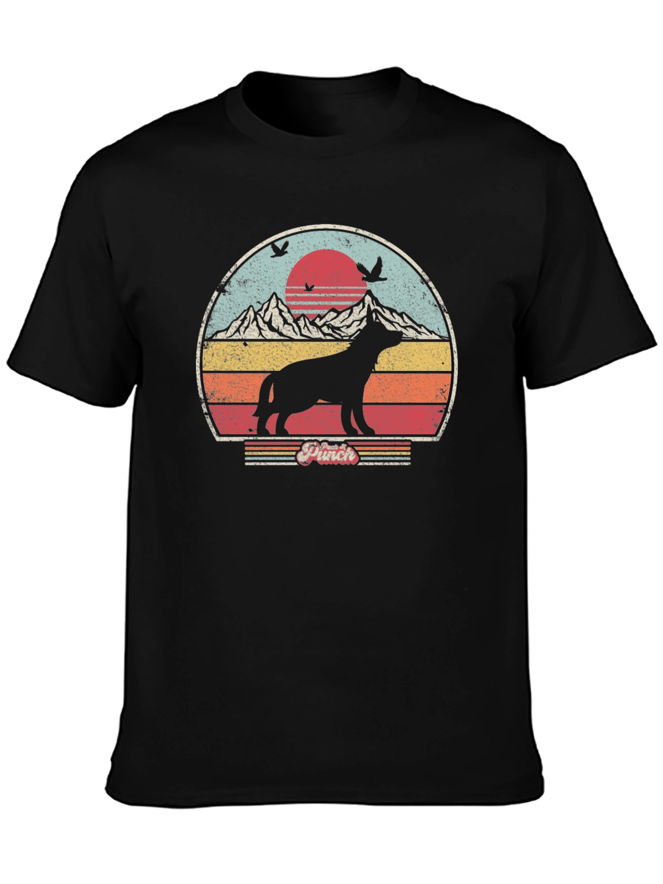 Retro Dog Silhouette Sunset Graphic Tee