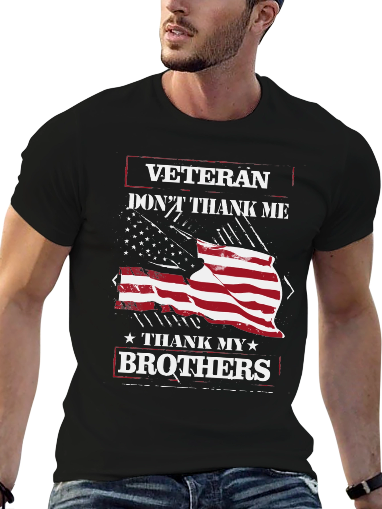 Veteran Brothers Graphic Tee - Patriotic USA Flag Design