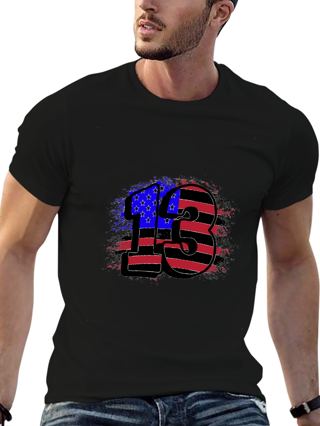 American Flag 13 Graphic Tee - Patriotic Shirt