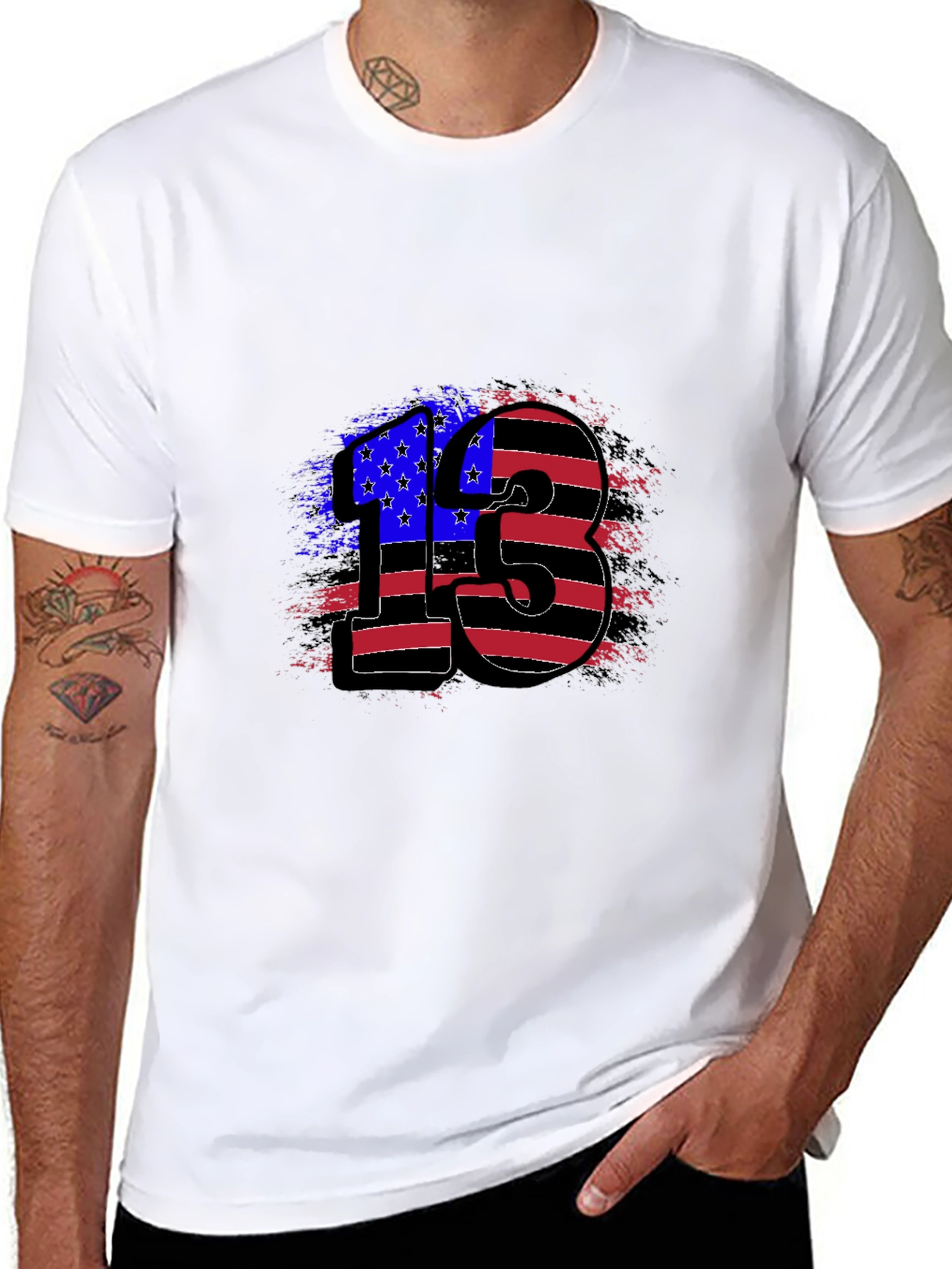 American Flag 13 Graphic Tee - Patriotic Shirt