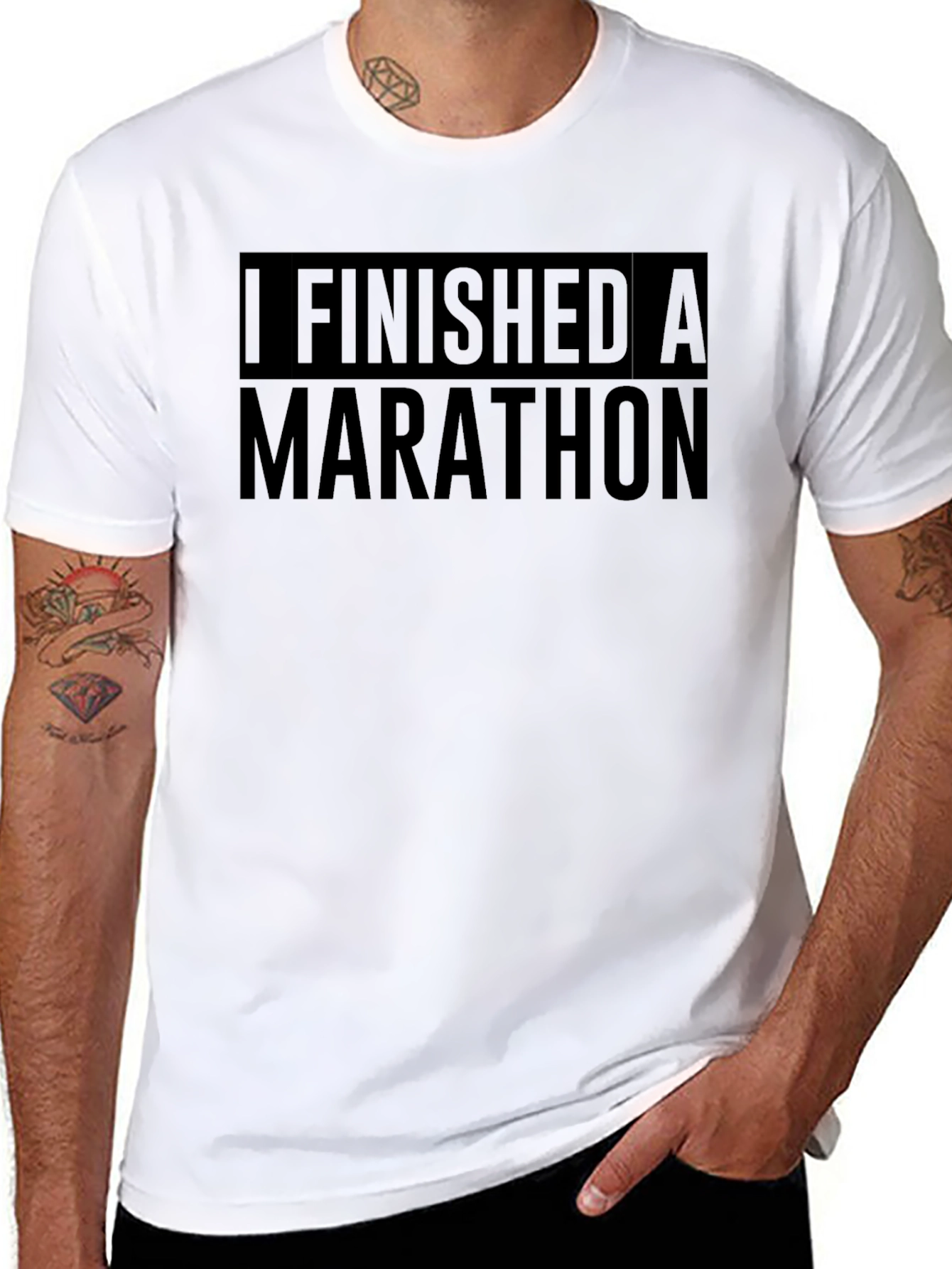 I Finished a Marathon Black Graphic Tee