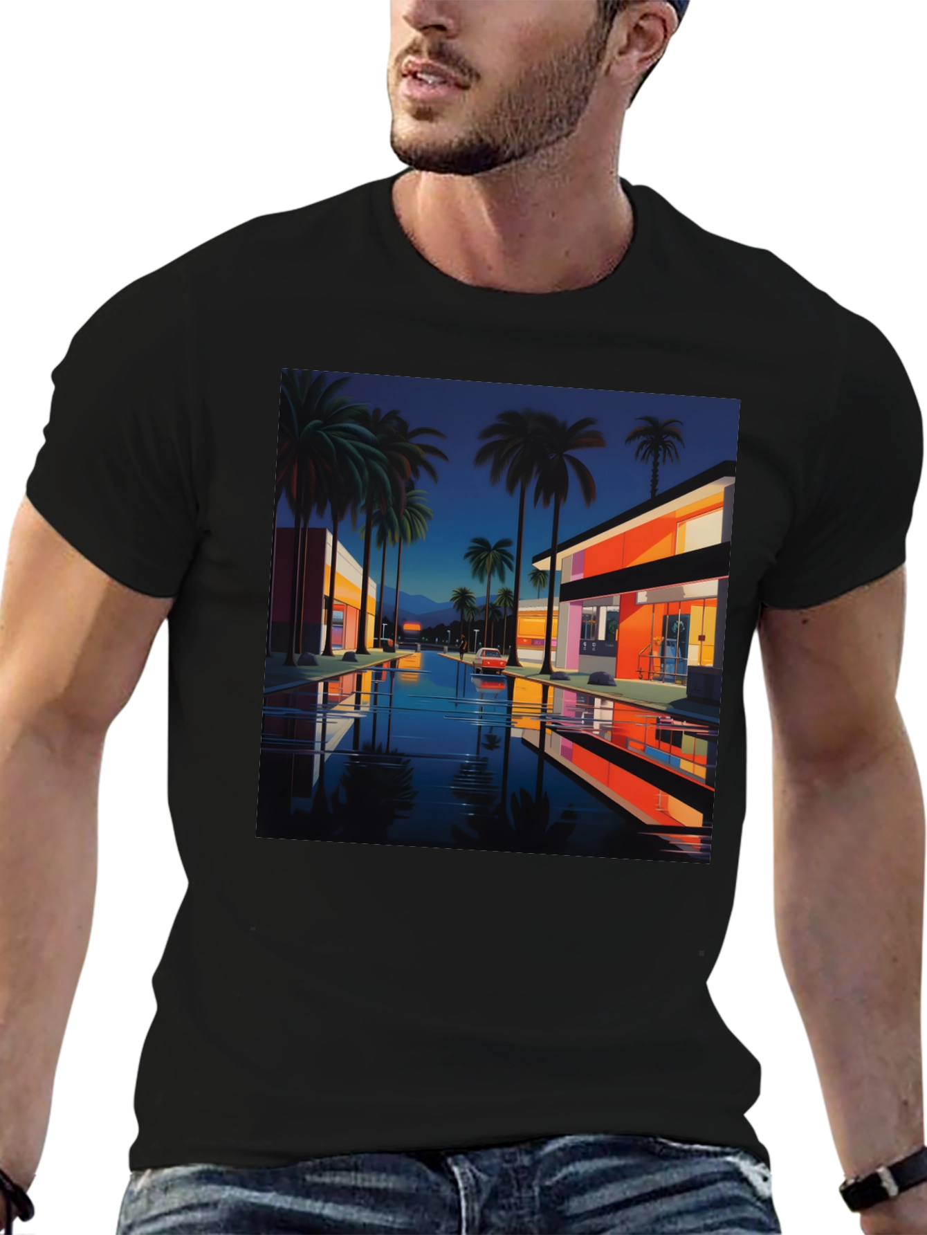 Retro Palm Sunset T-Shirt 80s Style Tee