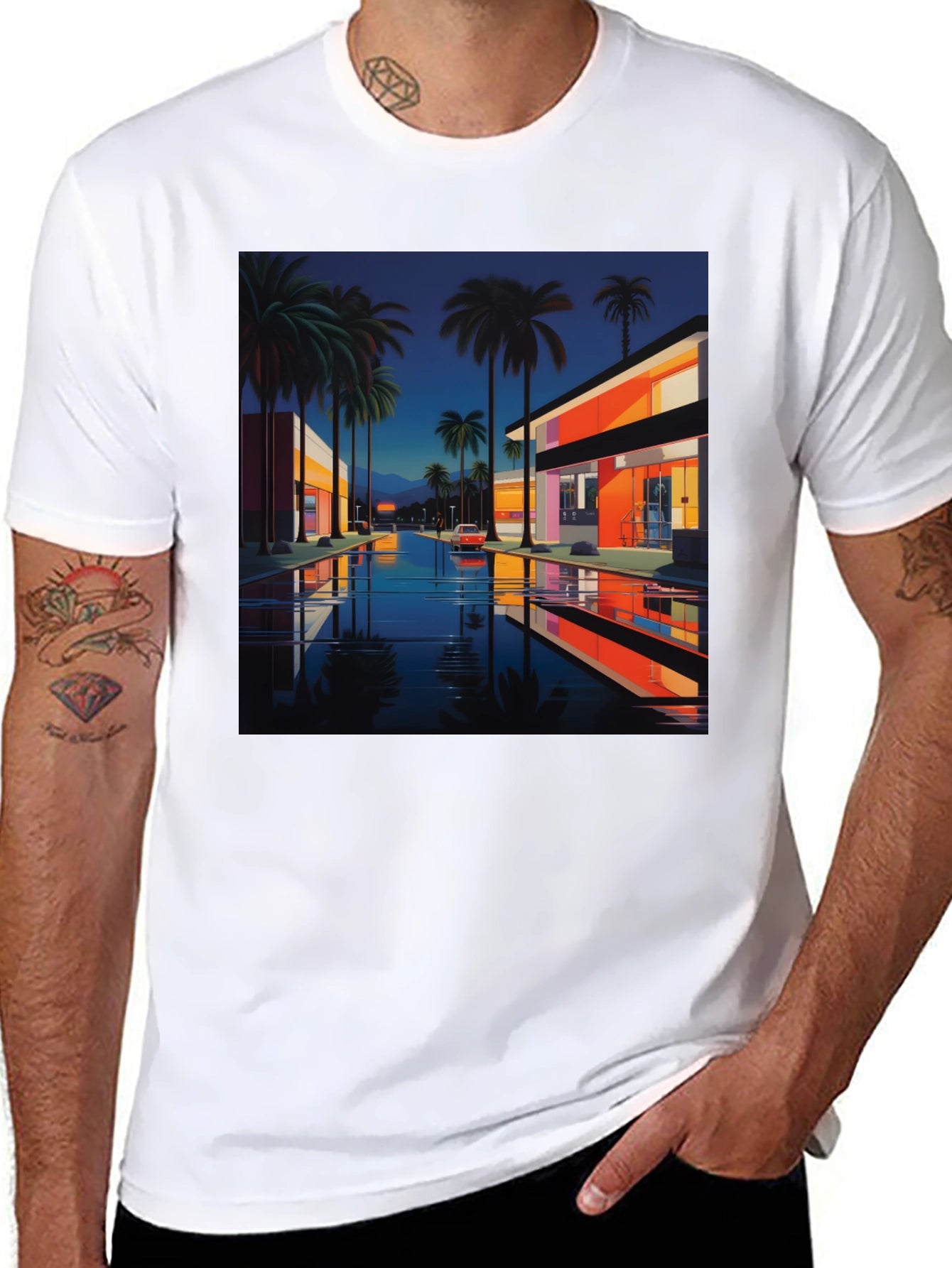 Retro Palm Sunset T-Shirt 80s Style Tee