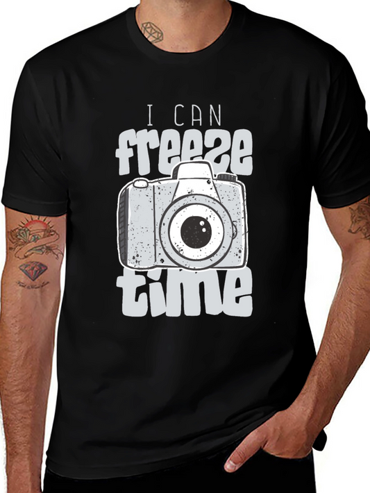 Freeze Time Camera Graphic T-Shirt - Black