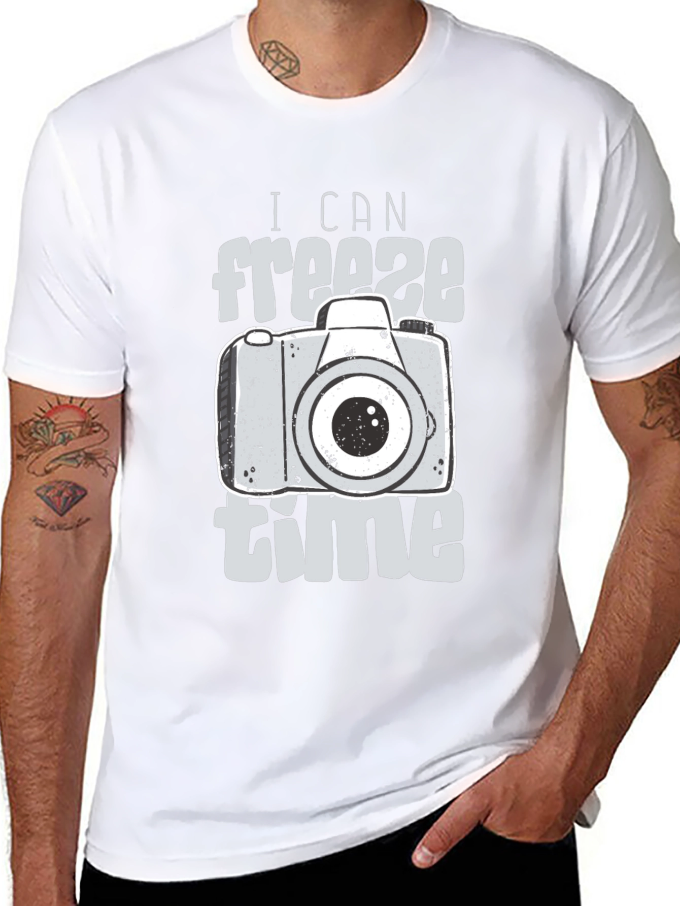 Freeze Time Camera Graphic T-Shirt - Black