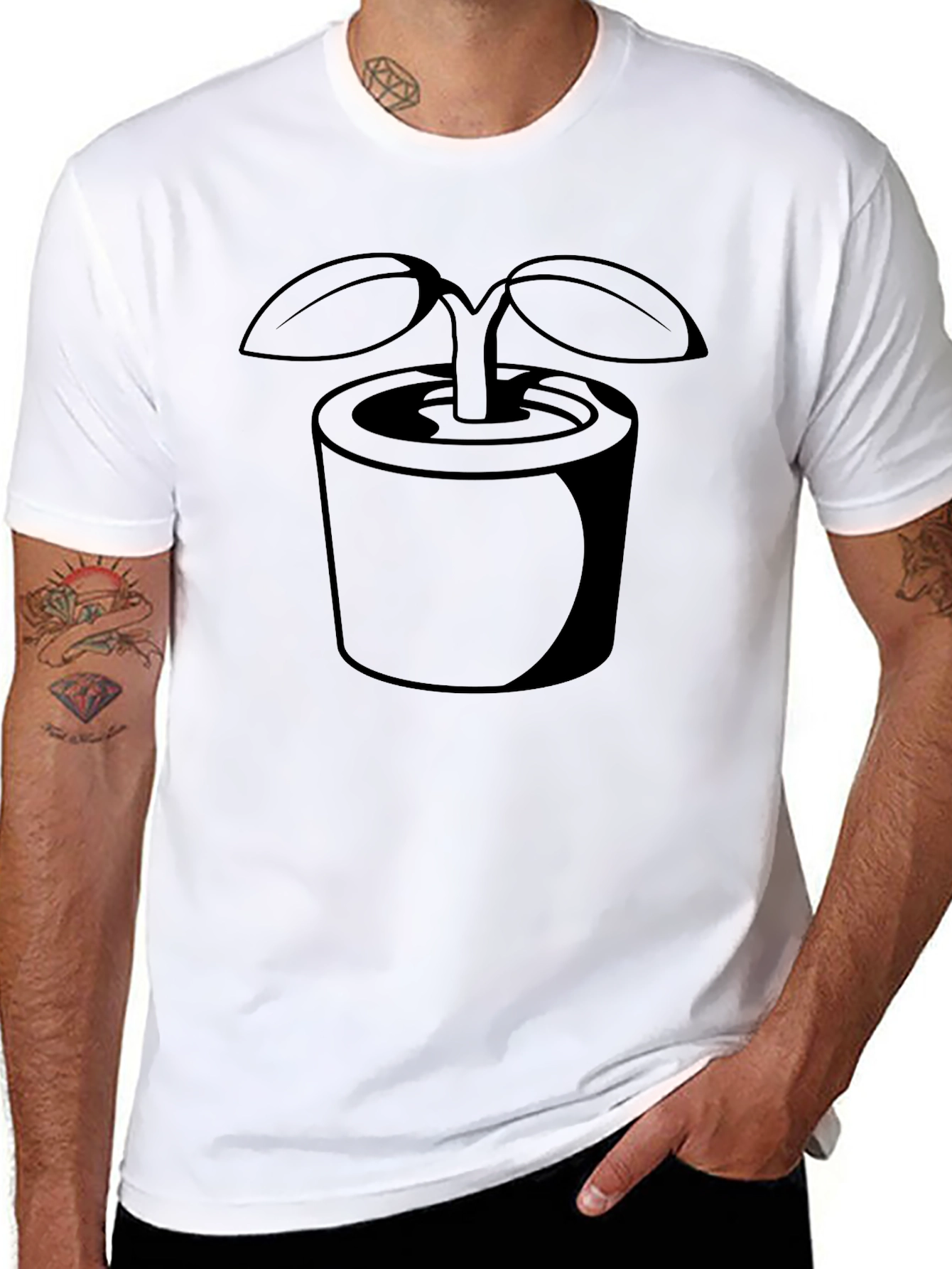 Black Plant Pot Graphic Tee - Unisex Casual Shirt