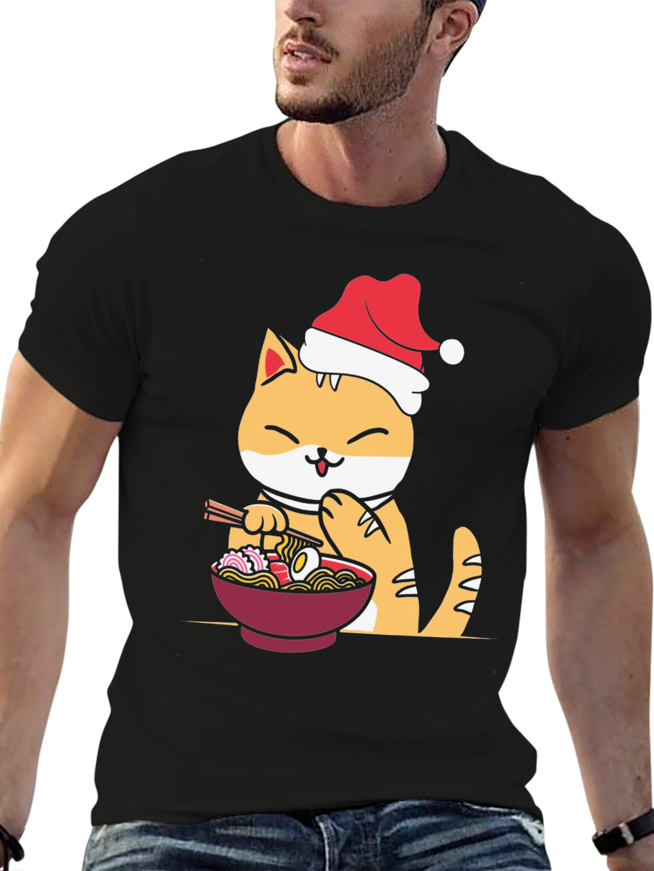 Festive Ramen Cat Graphic Tee