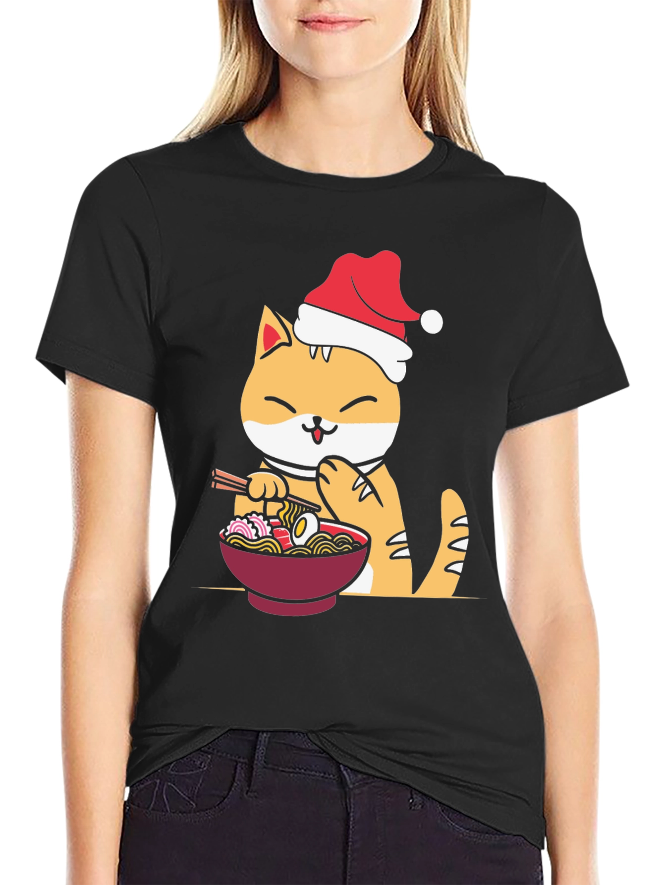 Festive Ramen Cat Graphic Tee