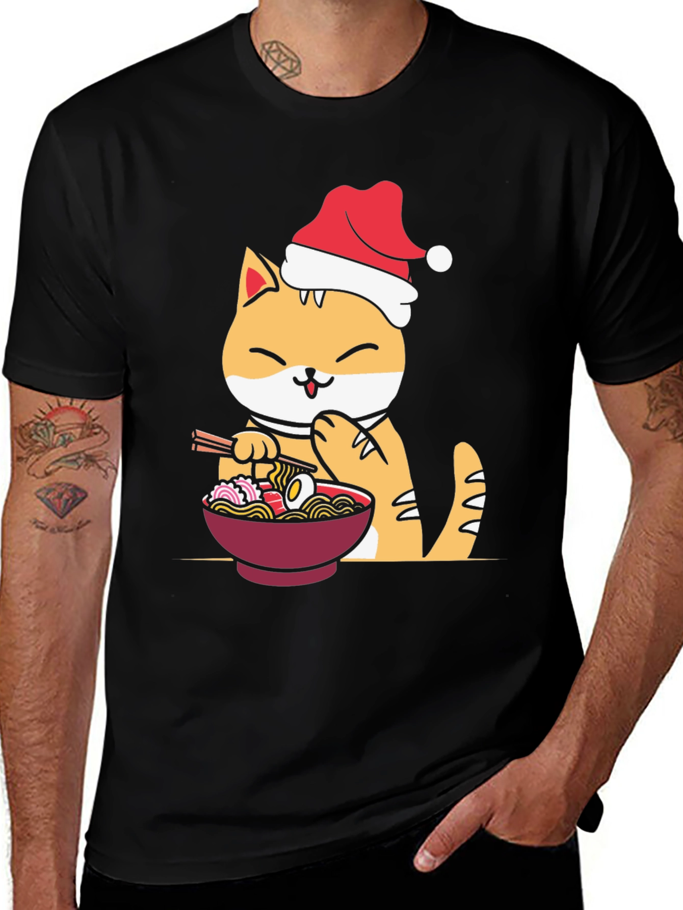 Festive Ramen Cat Graphic Tee