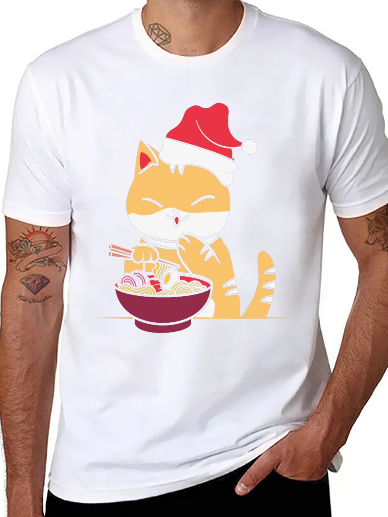 Festive Ramen Cat Graphic Tee