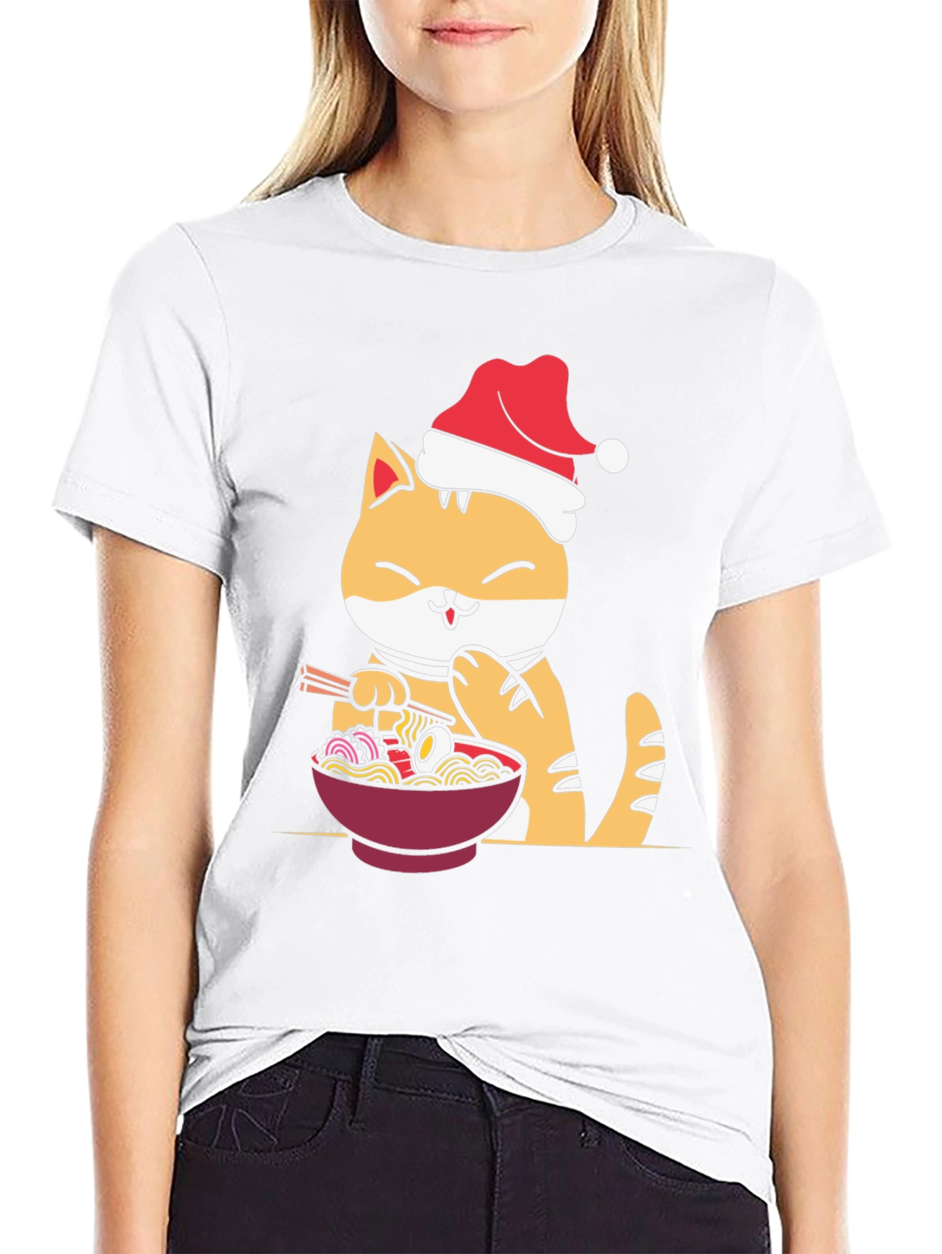 Festive Ramen Cat Graphic Tee