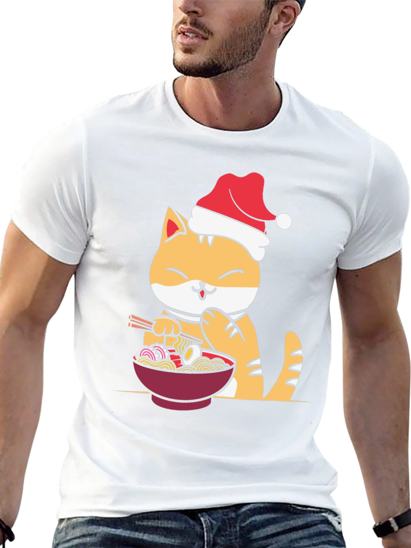 Festive Ramen Cat Graphic Tee