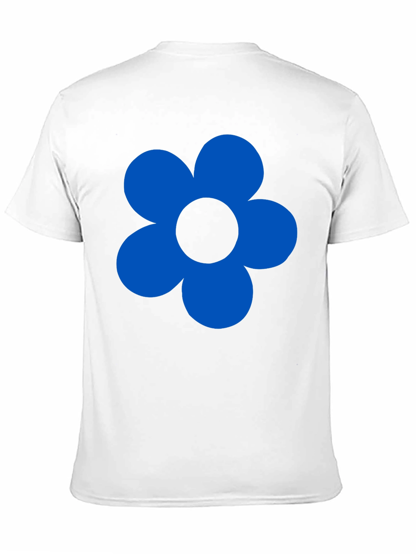 Blue Flower Graphic Black T-Shirt