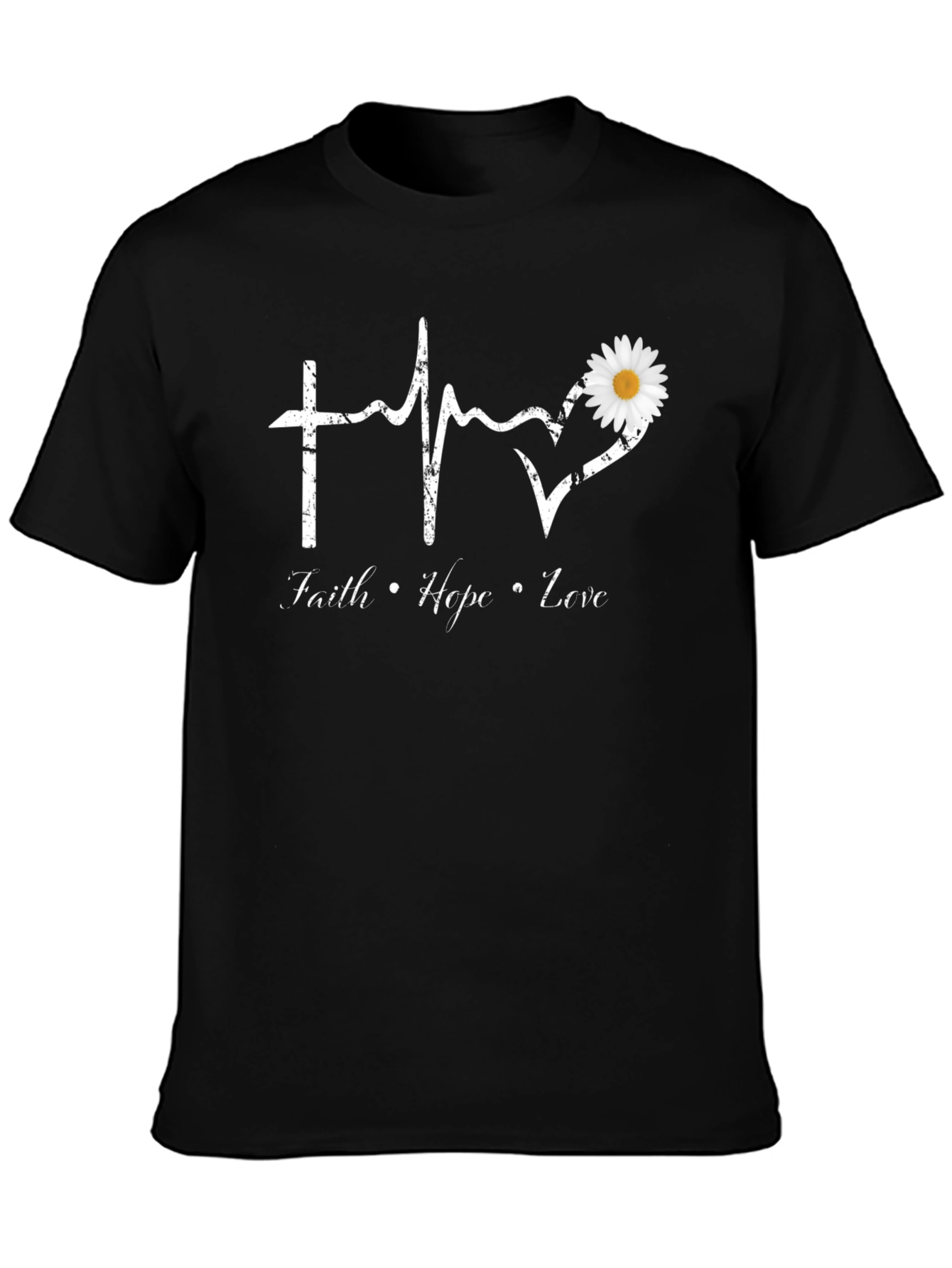 Faith Hope Love T-Shirt with Daisy Heart