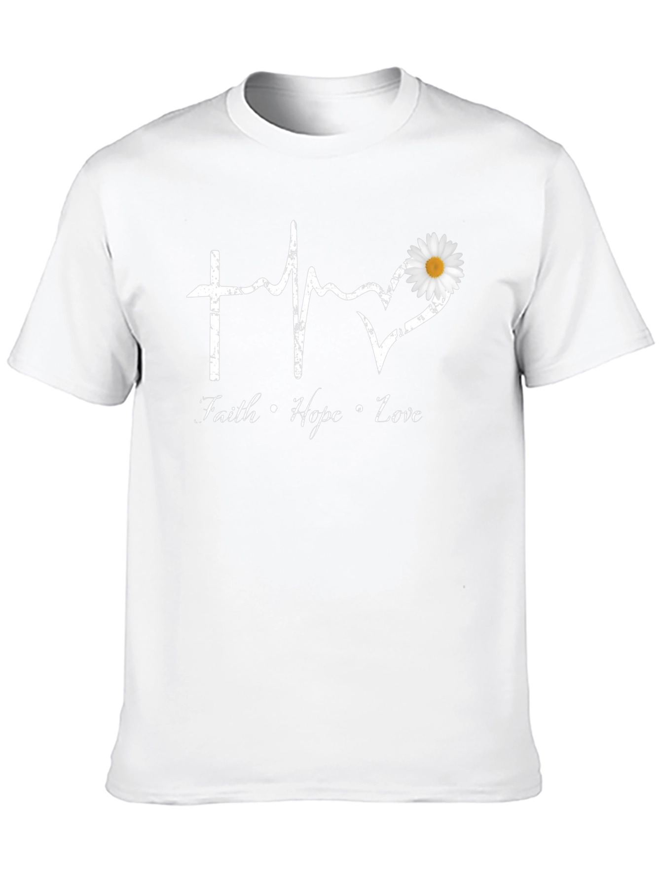 Faith Hope Love T-Shirt with Daisy Heart