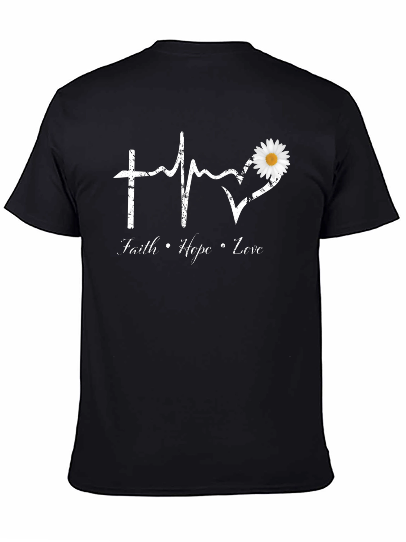 Faith Hope Love T-Shirt with Daisy Heart