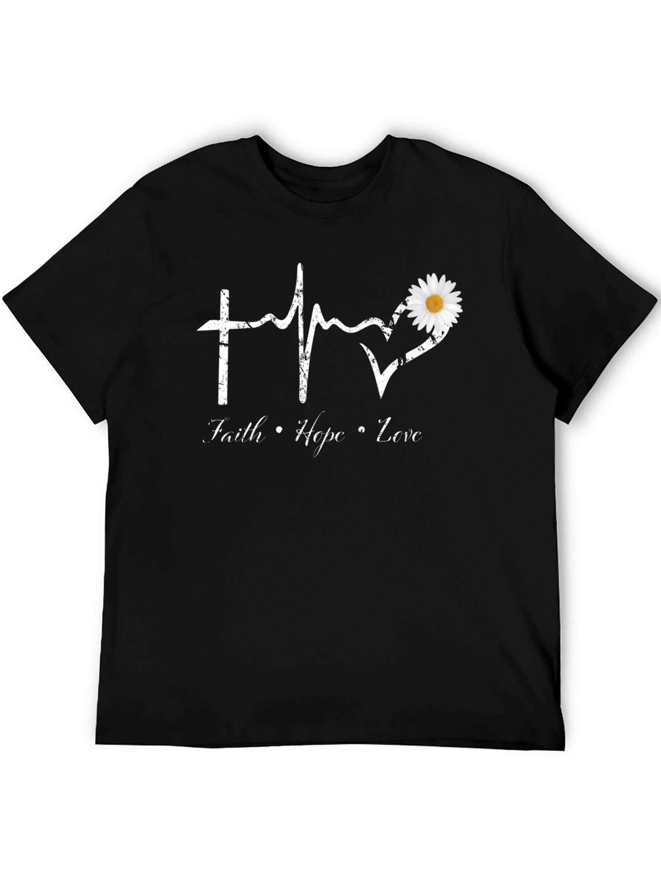 Faith Hope Love T-Shirt with Daisy Heart