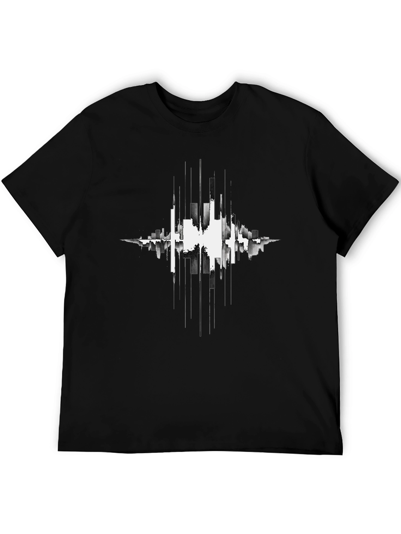 Abstract Cityscape Graphic Black T-Shirt