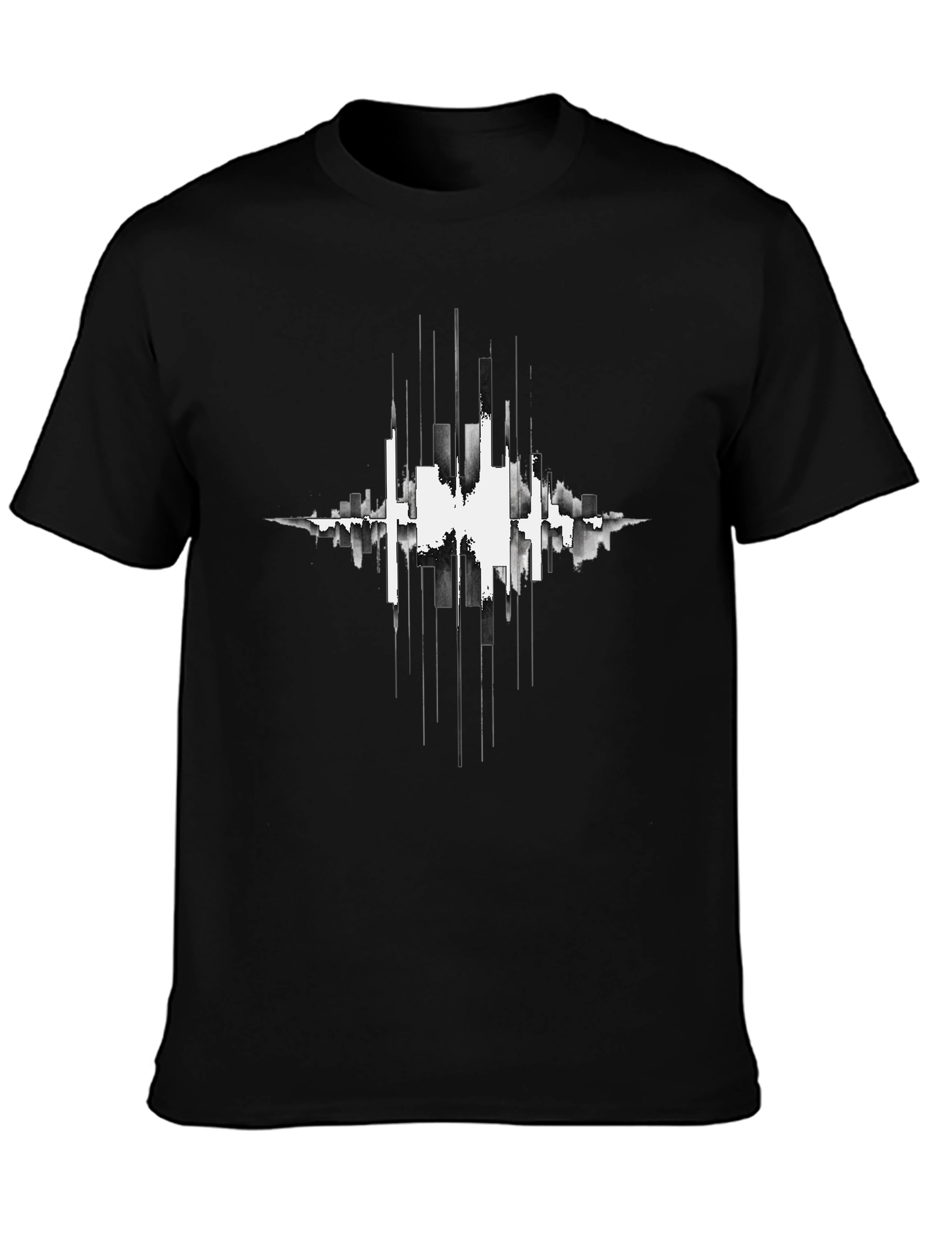 Abstract Cityscape Graphic Black T-Shirt