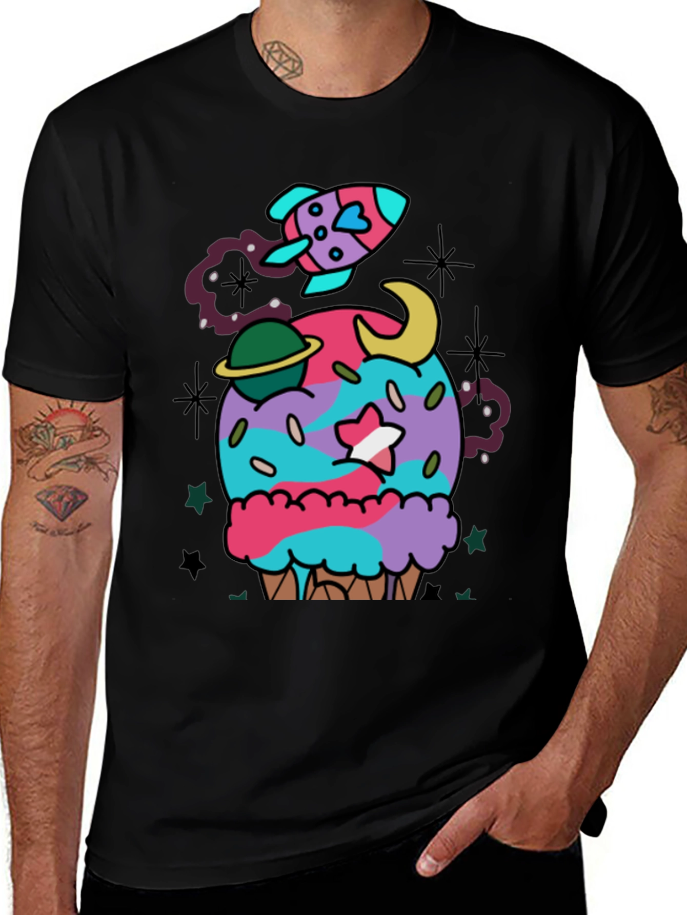 Cosmic Cupcake T-Shirt - Galaxy Ice Cream Tee