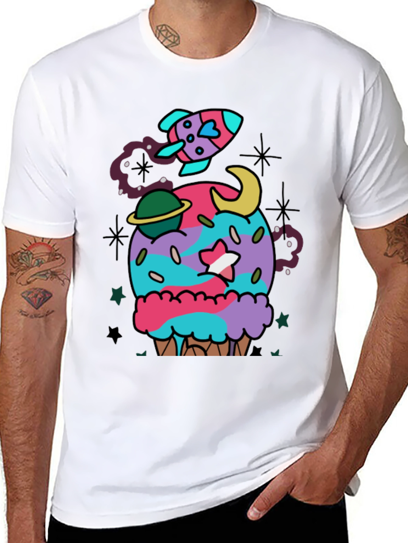 Cosmic Cupcake T-Shirt - Galaxy Ice Cream Tee