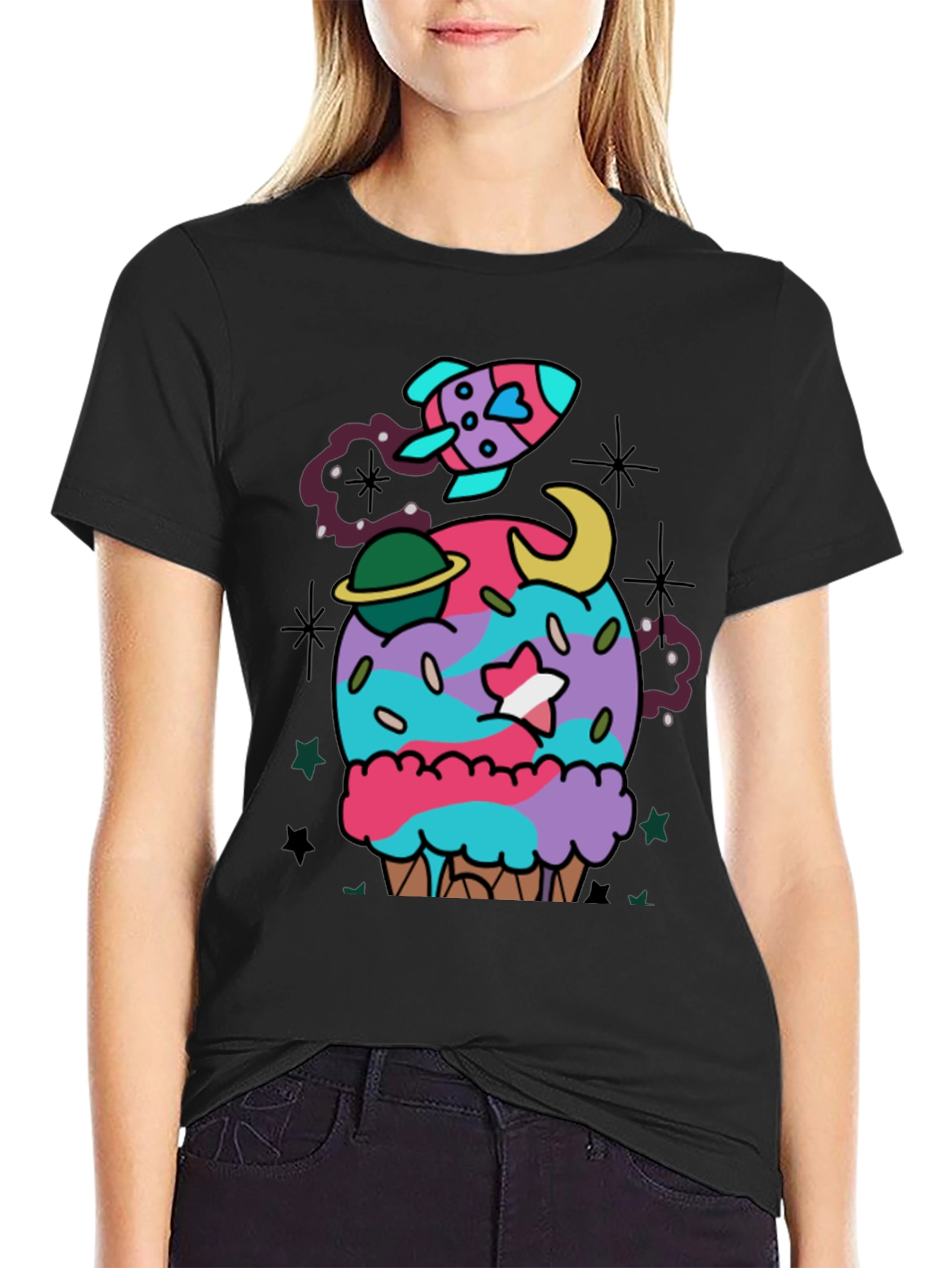 Cosmic Cupcake T-Shirt - Galaxy Ice Cream Tee