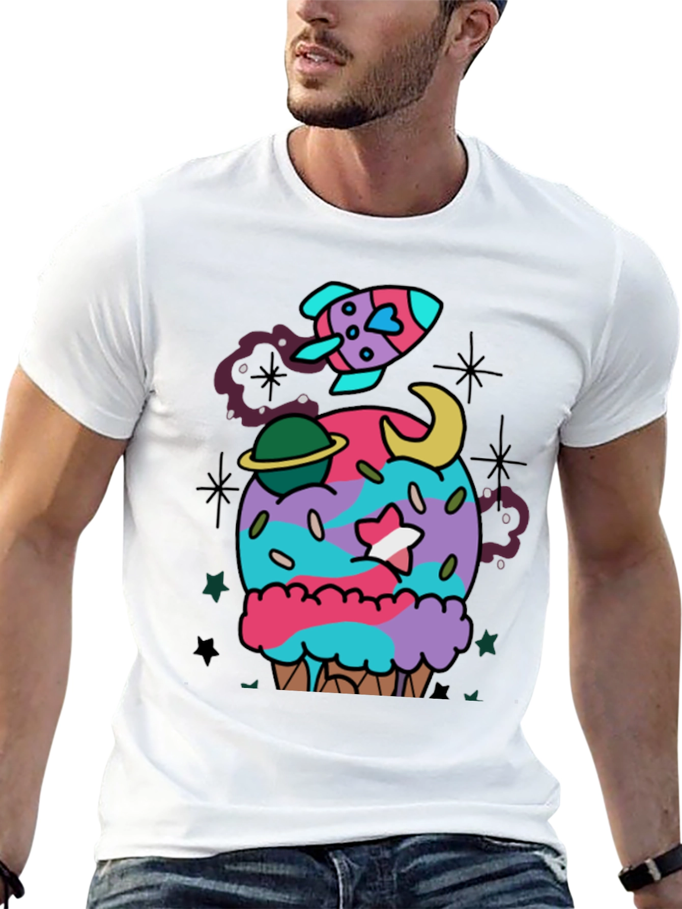 Cosmic Cupcake T-Shirt - Galaxy Ice Cream Tee