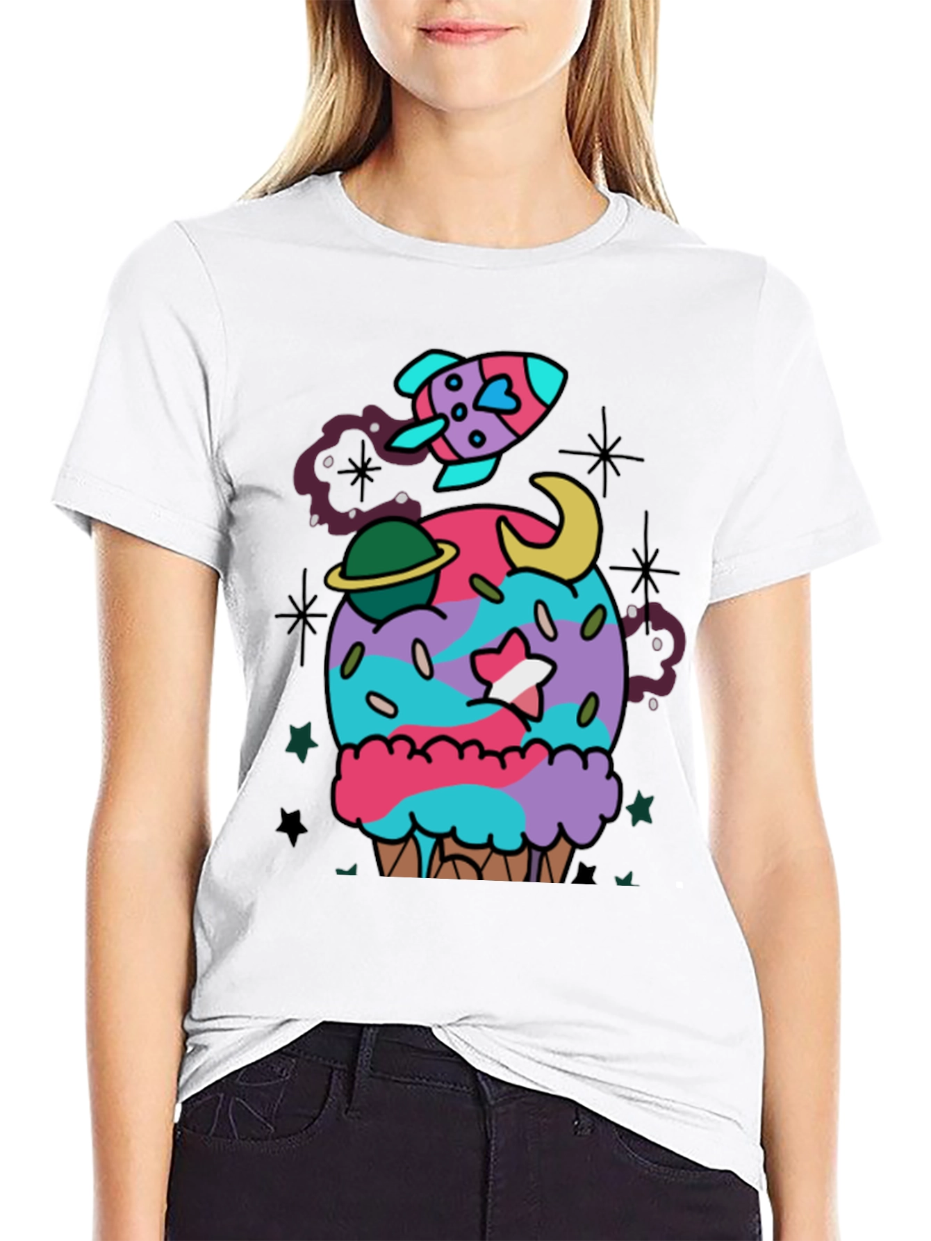 Cosmic Cupcake T-Shirt - Galaxy Ice Cream Tee