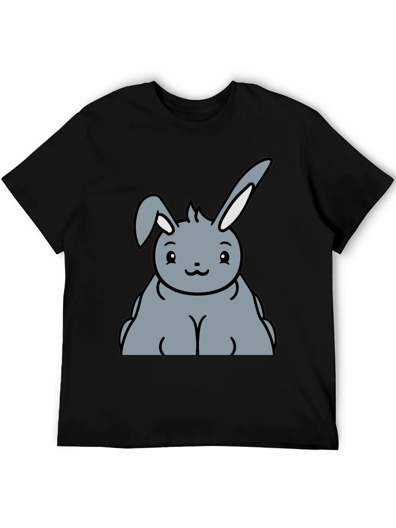 Cute Bunny Graphic Tee - Unisex Black T-Shirt