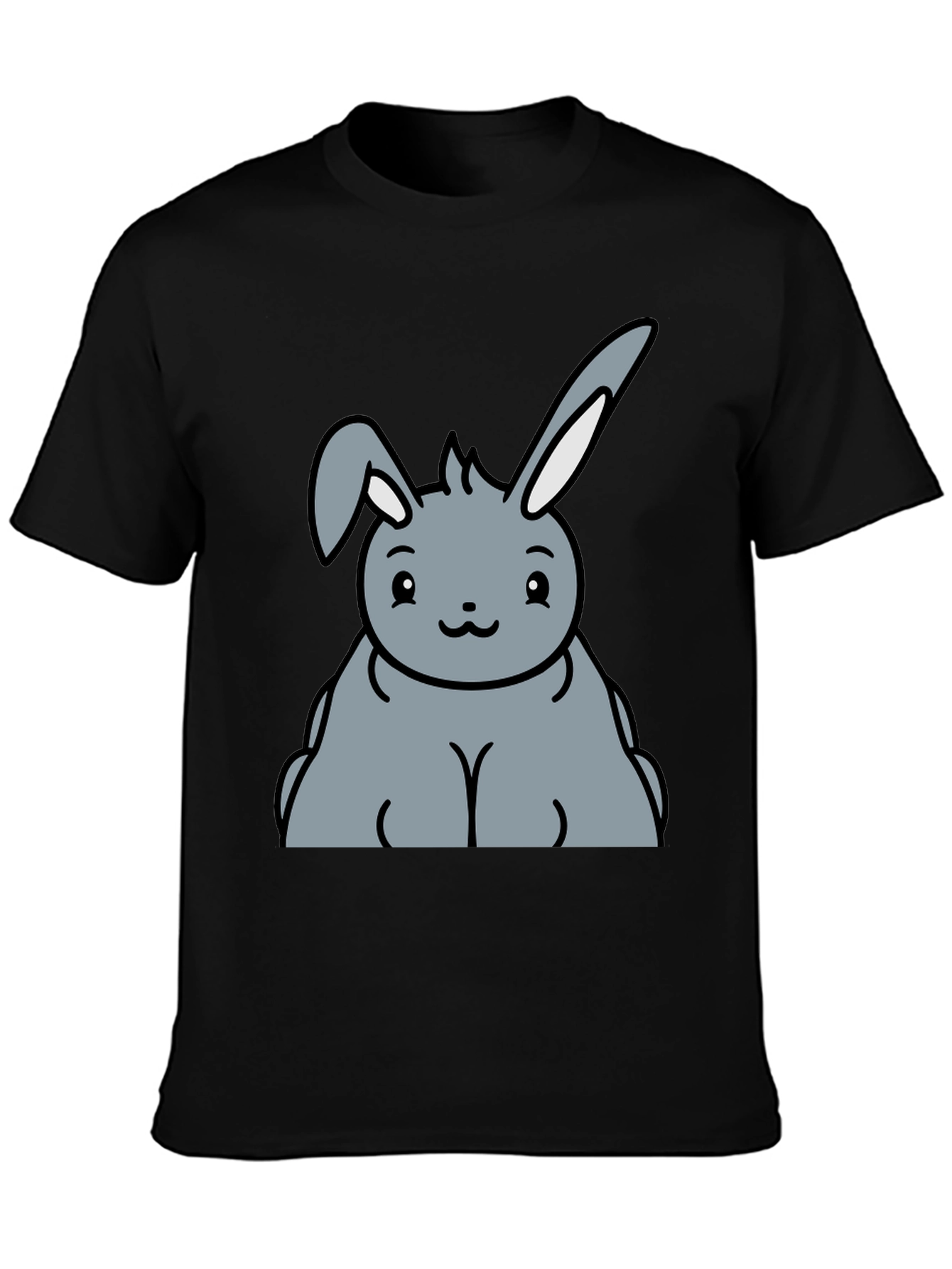 Cute Bunny Graphic Tee - Unisex Black T-Shirt
