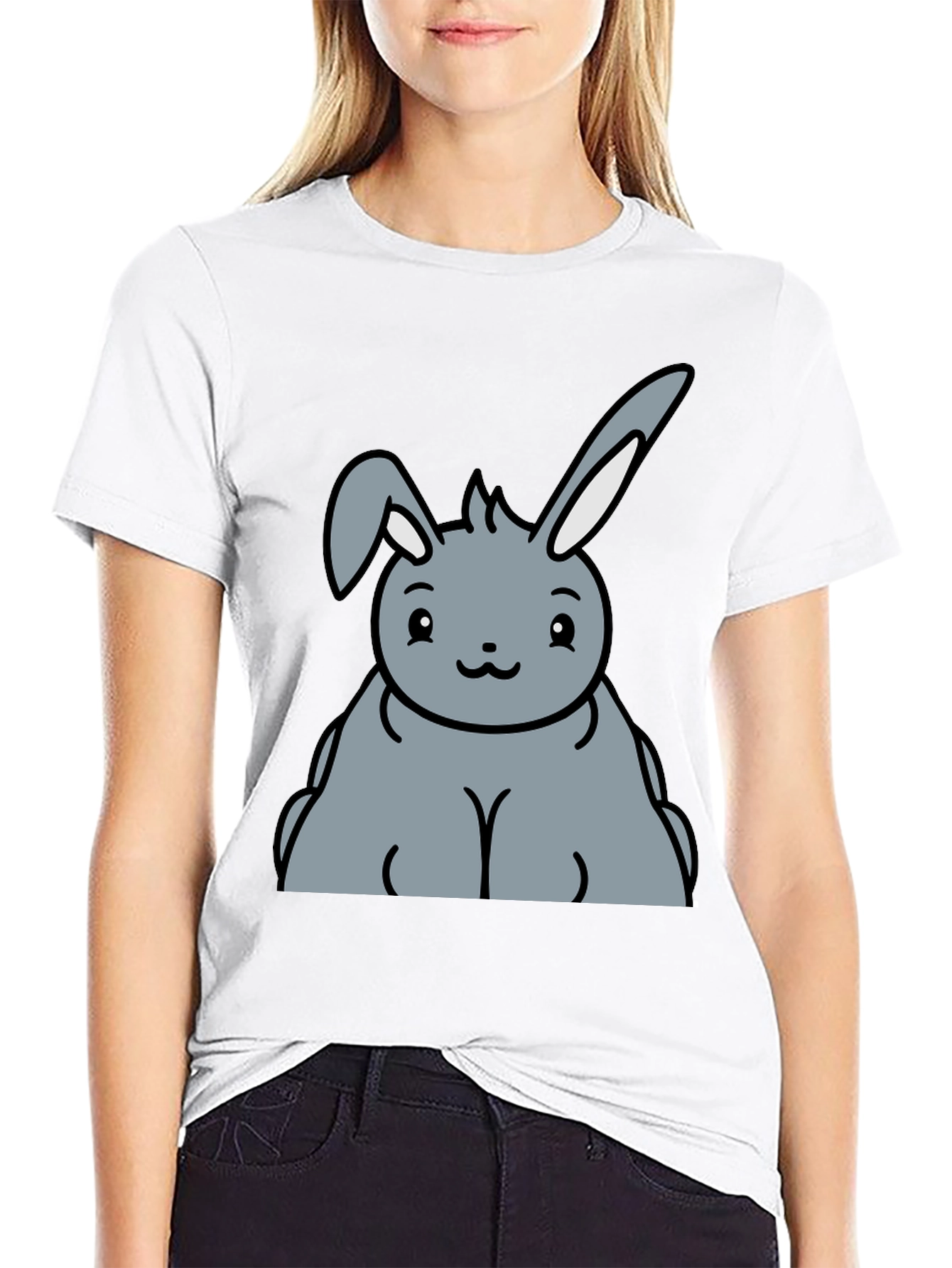 Cute Bunny Graphic Tee - Unisex Black T-Shirt