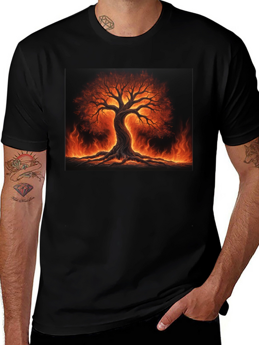 Fiery Tree of Life Black T-Shirt